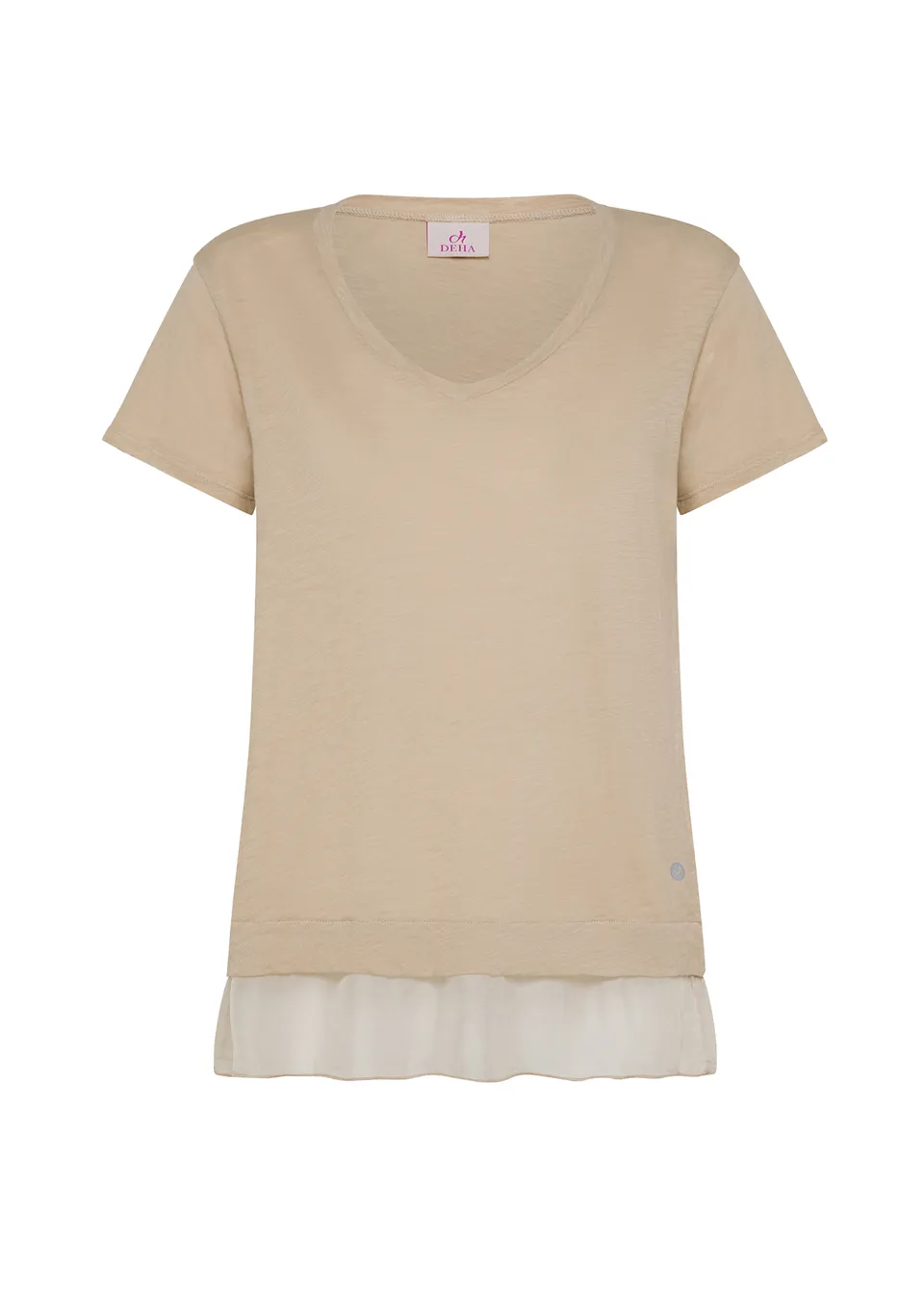 deha-t-shirt-in-jersey-fiammato-con-inserto-beige-d22311 image 1
