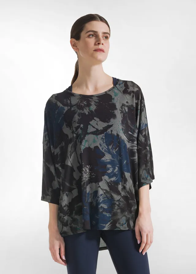 deha-t-shirt-maxi-stampata-blu-in-viscosa-ecovero image 1