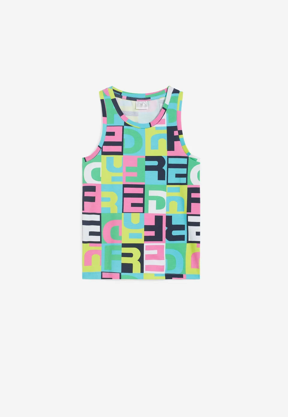 freddy-canotta-da-bambina-in-jersey-fantasia-multicolore-logo-all-over image 1