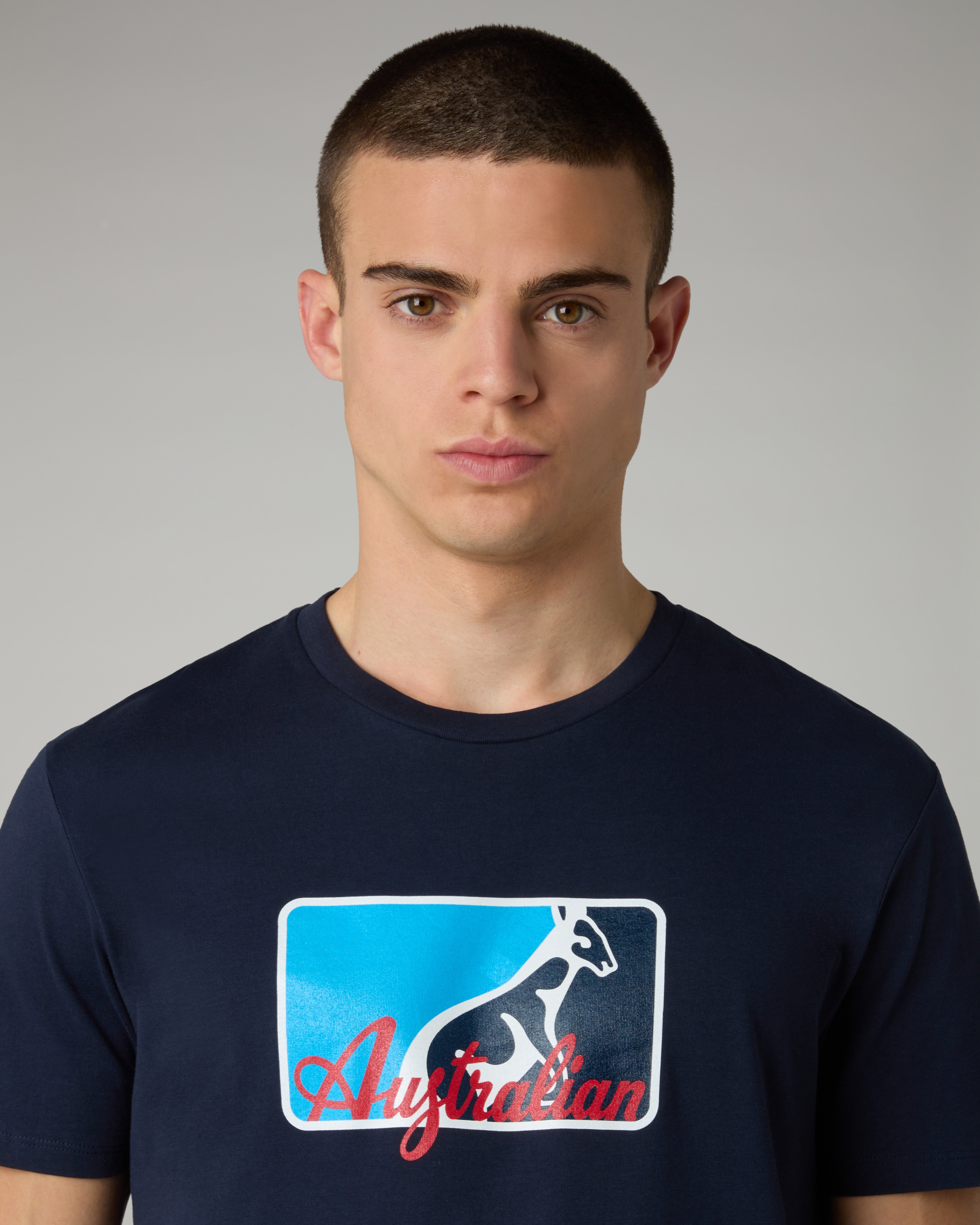 australian-league-cotton-t-shirt-blu-navy-stampa-petto image 4