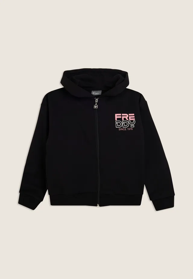 freddy-felpa-junior-comfort-full-zip-con-cappuccio-logo-bicolore image 1