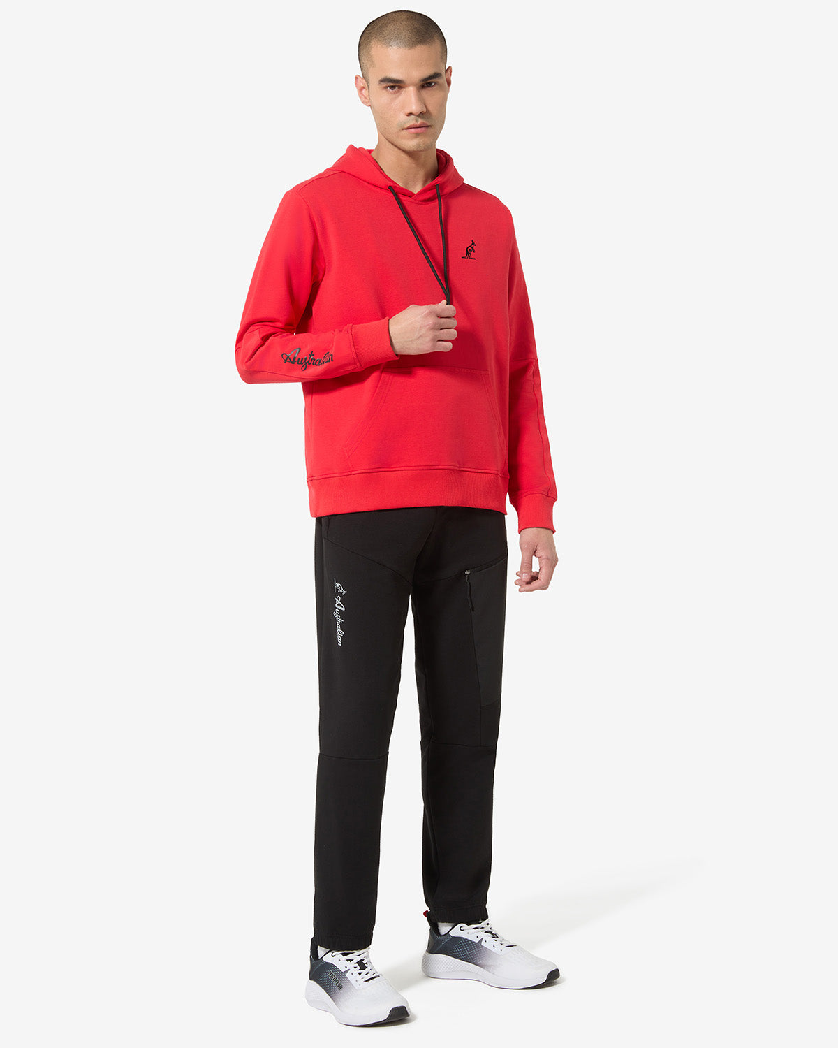 australian-city-hoodie-felpa-uomo-con-cappuccio-rosso-vivo-made-in-italy image 2