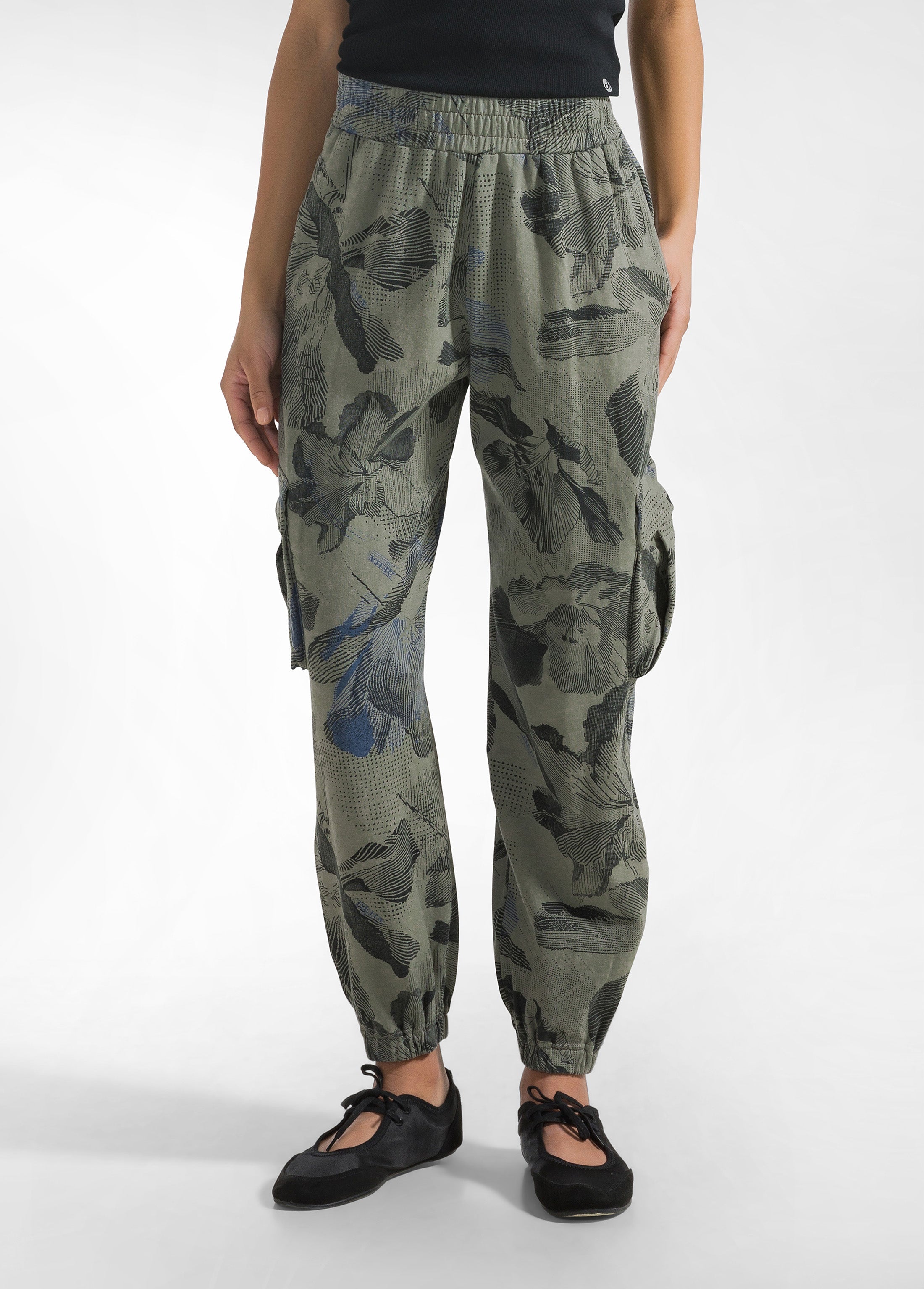 deha-pantalone-cargo-in-felpa-allover-verde image 2