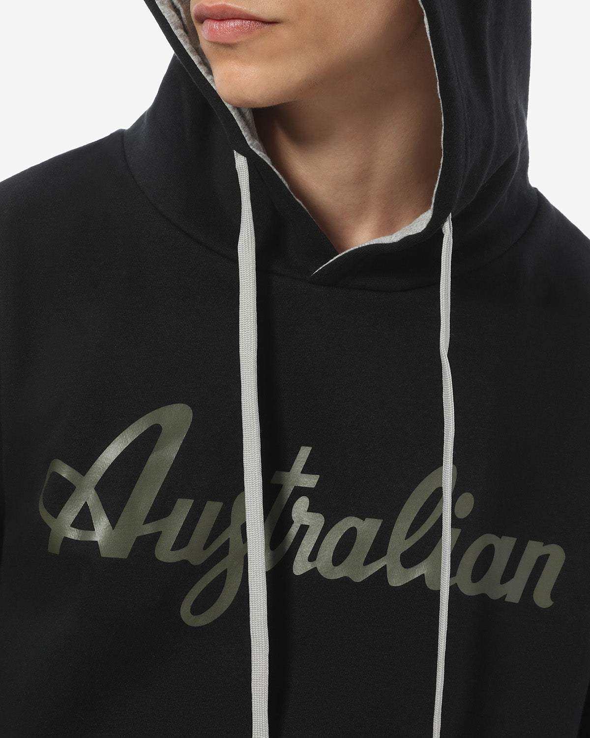 australian-fleece-logo-hoodie-felpa-sportswear-con-cappuccio-nero image 3