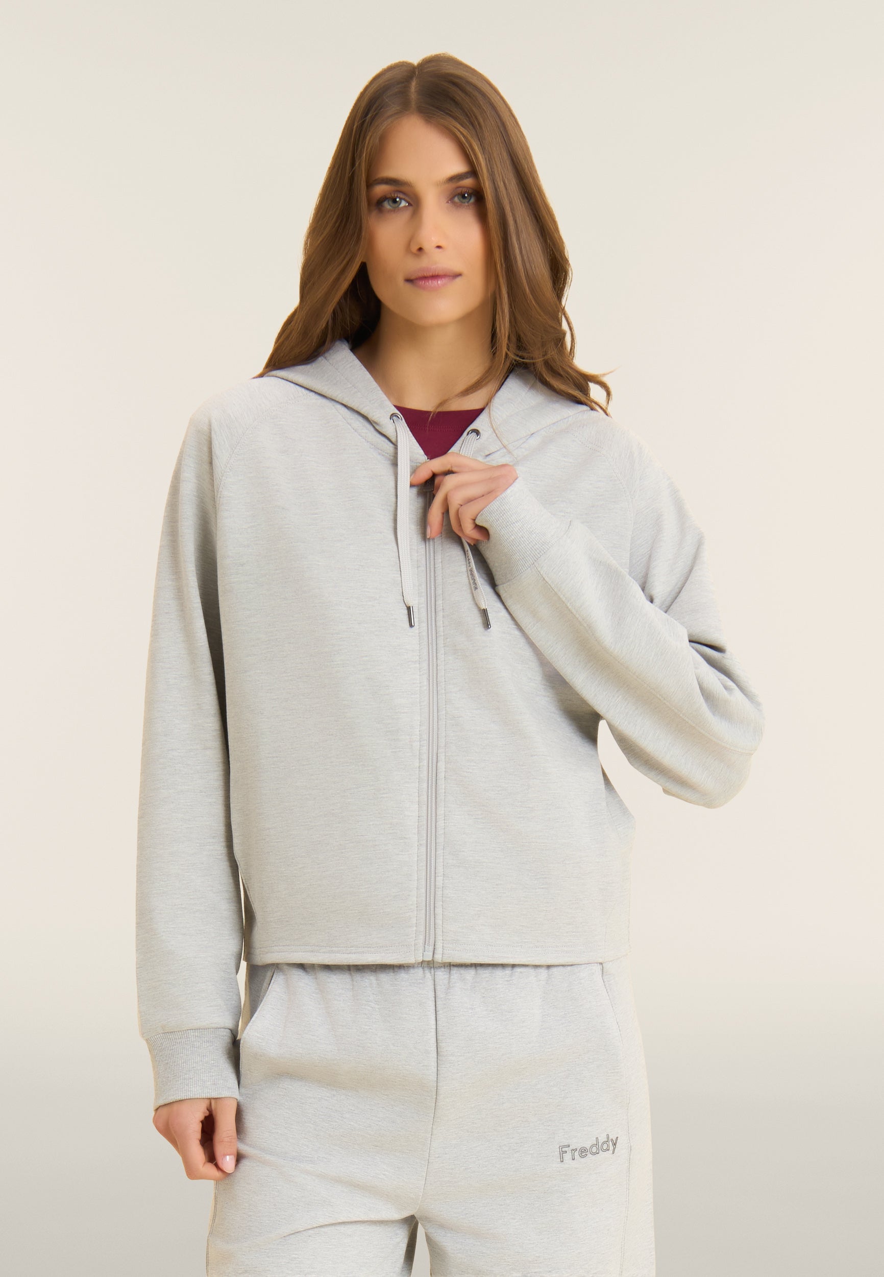 freddy-felpa-boxy-cropped-m-lange-donna-con-zip-e-cappuccio image 1