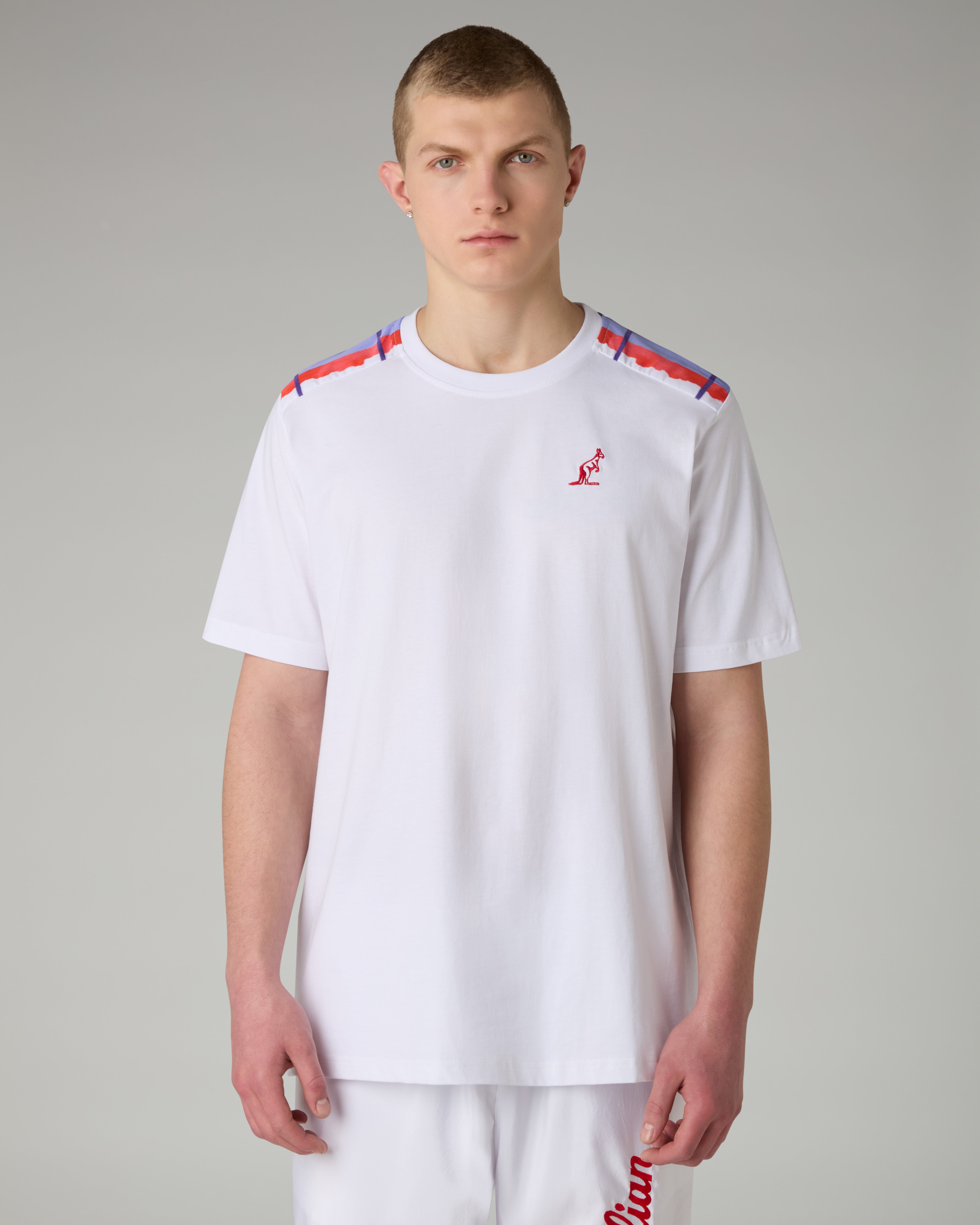 australian-goran-pink-t-shirt-cotone-bianco-con-inserti image 1