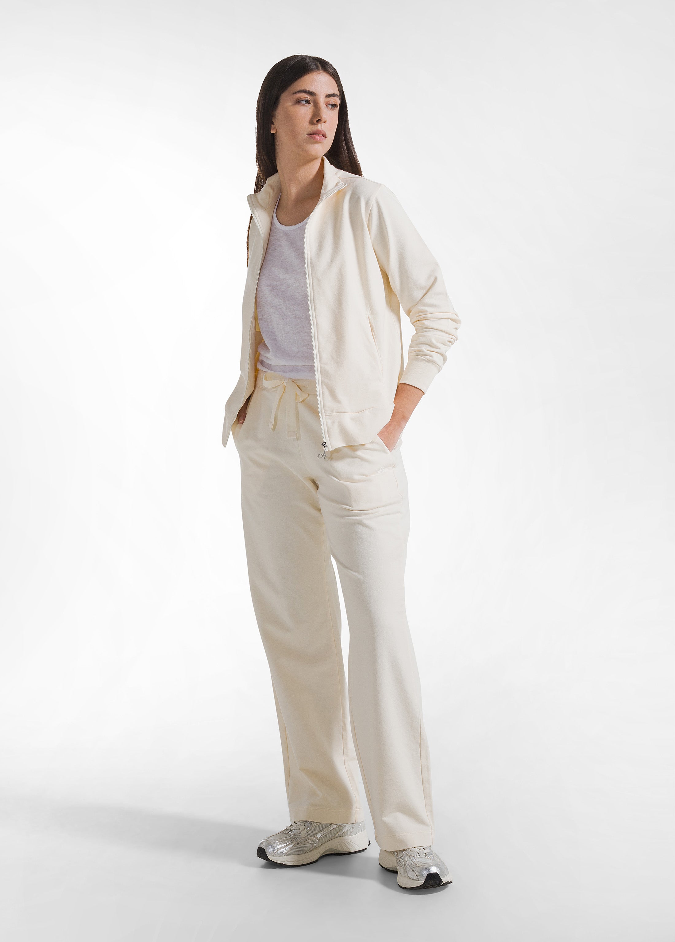 deha-felpa-leggera-core-d42240-felpa-zip-cotone-organico-bianco image 4