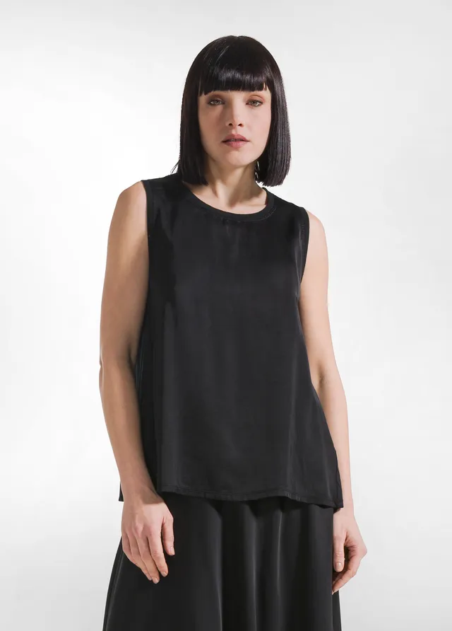 deha-top-in-satin-di-viscosa-con-dettaglio-arricciato-nero-d42460 image 1