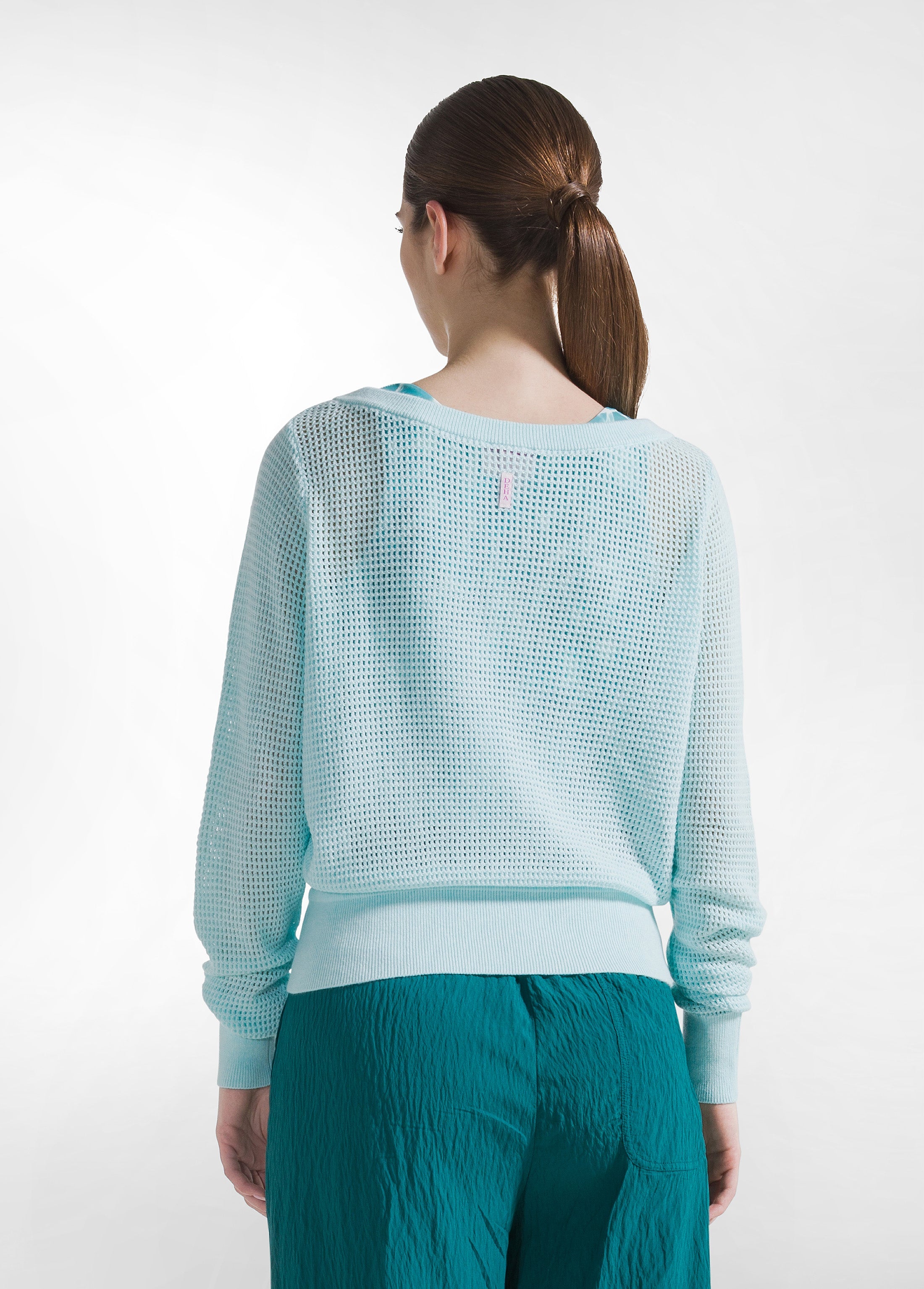 deha-d42421-maglia-in-cotone-effetto-rete-blu image 2