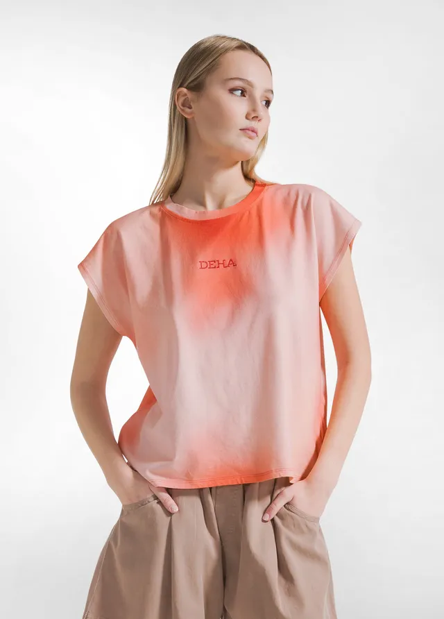 deha-t-shirt-oversize-in-cotone-organico-all-over-rosso image 1