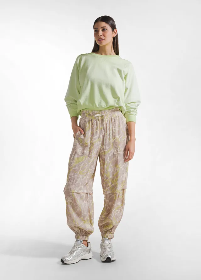deha-jogger-allover-in-viscosa-effetto-stropicciato-beige image 1