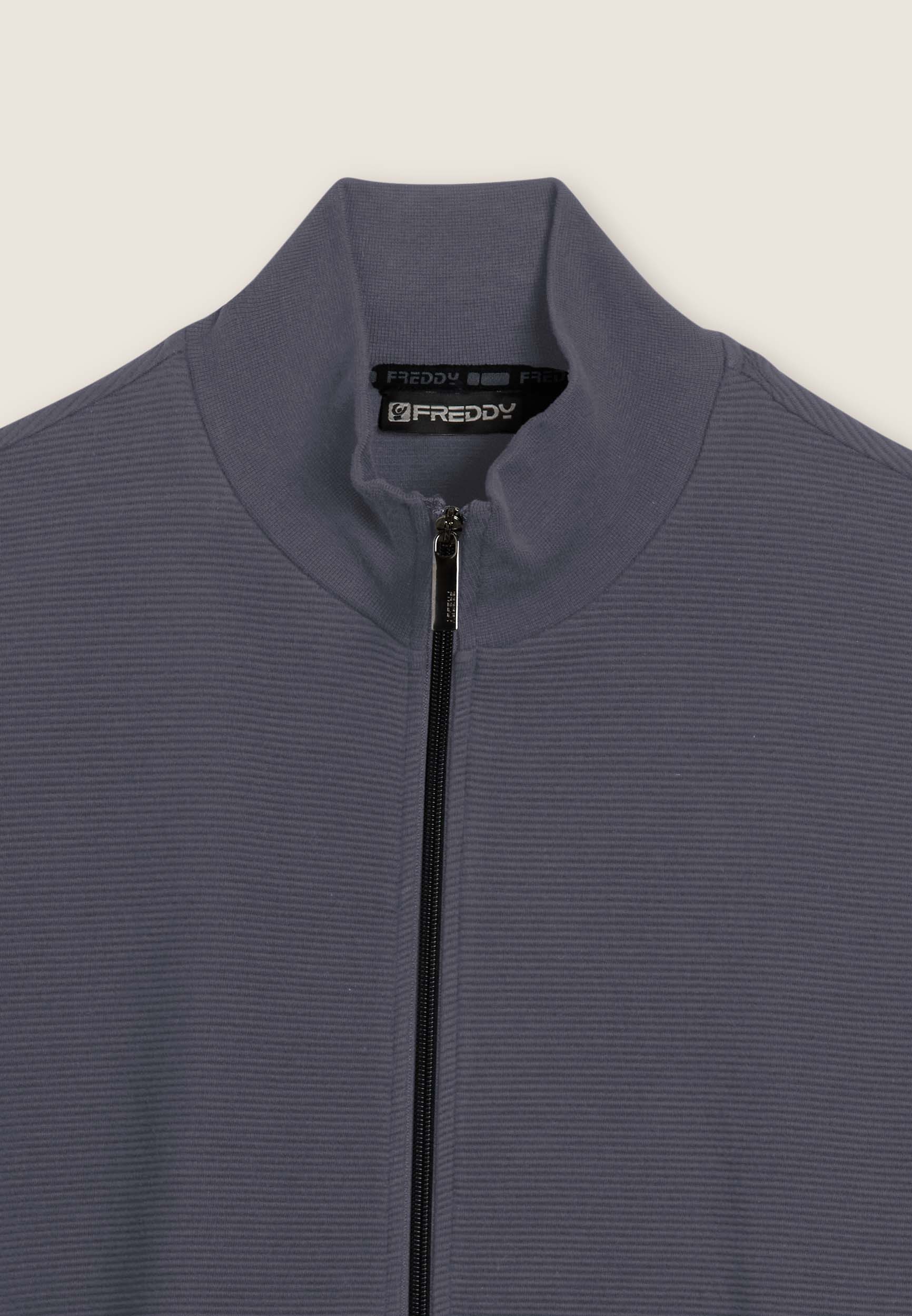 freddy-felpa-uomo-full-zip-rigata-con-grafica-sulla-manica image 7