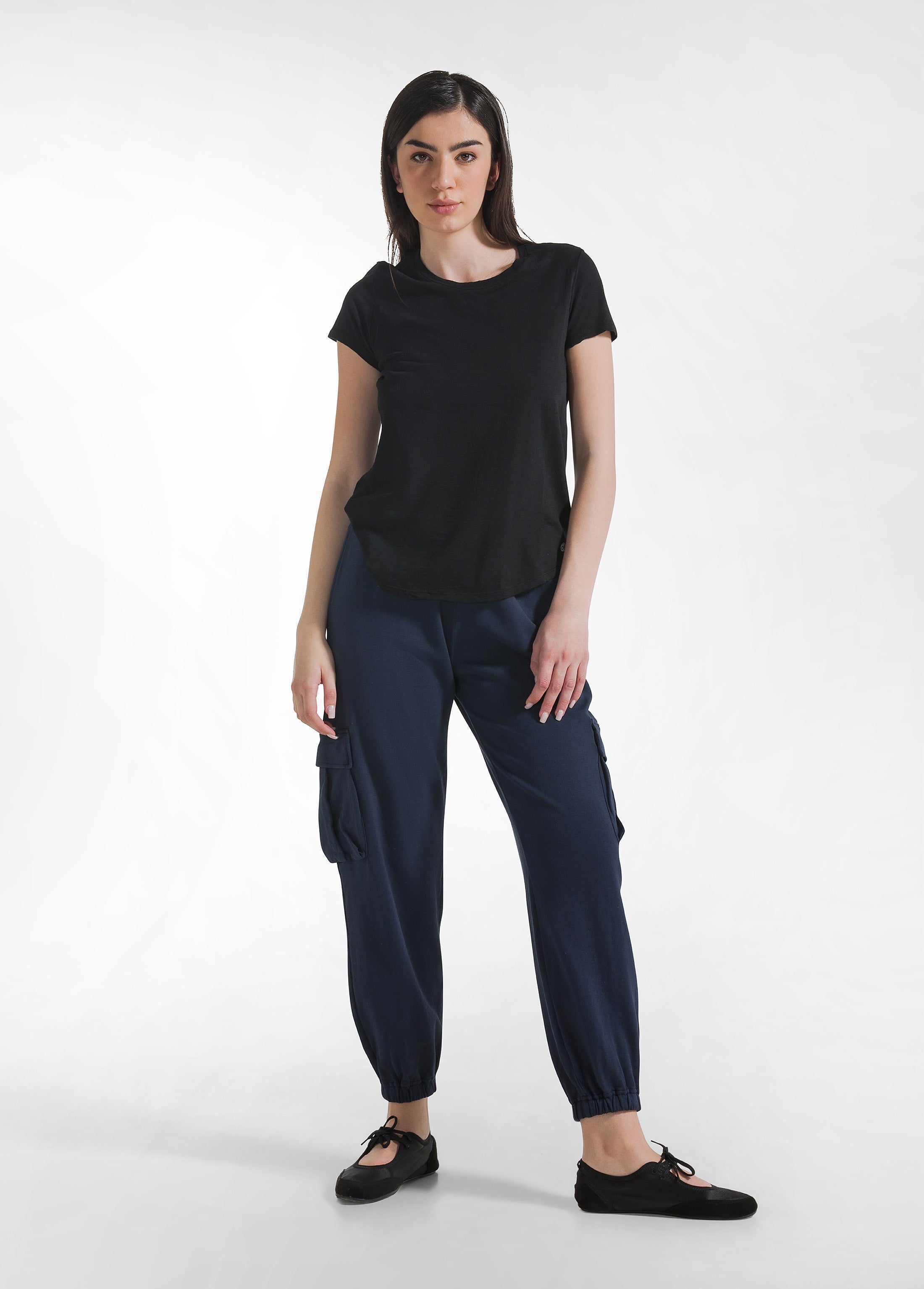 deha-pantalone-cargo-in-felpa-blu-donna image 1