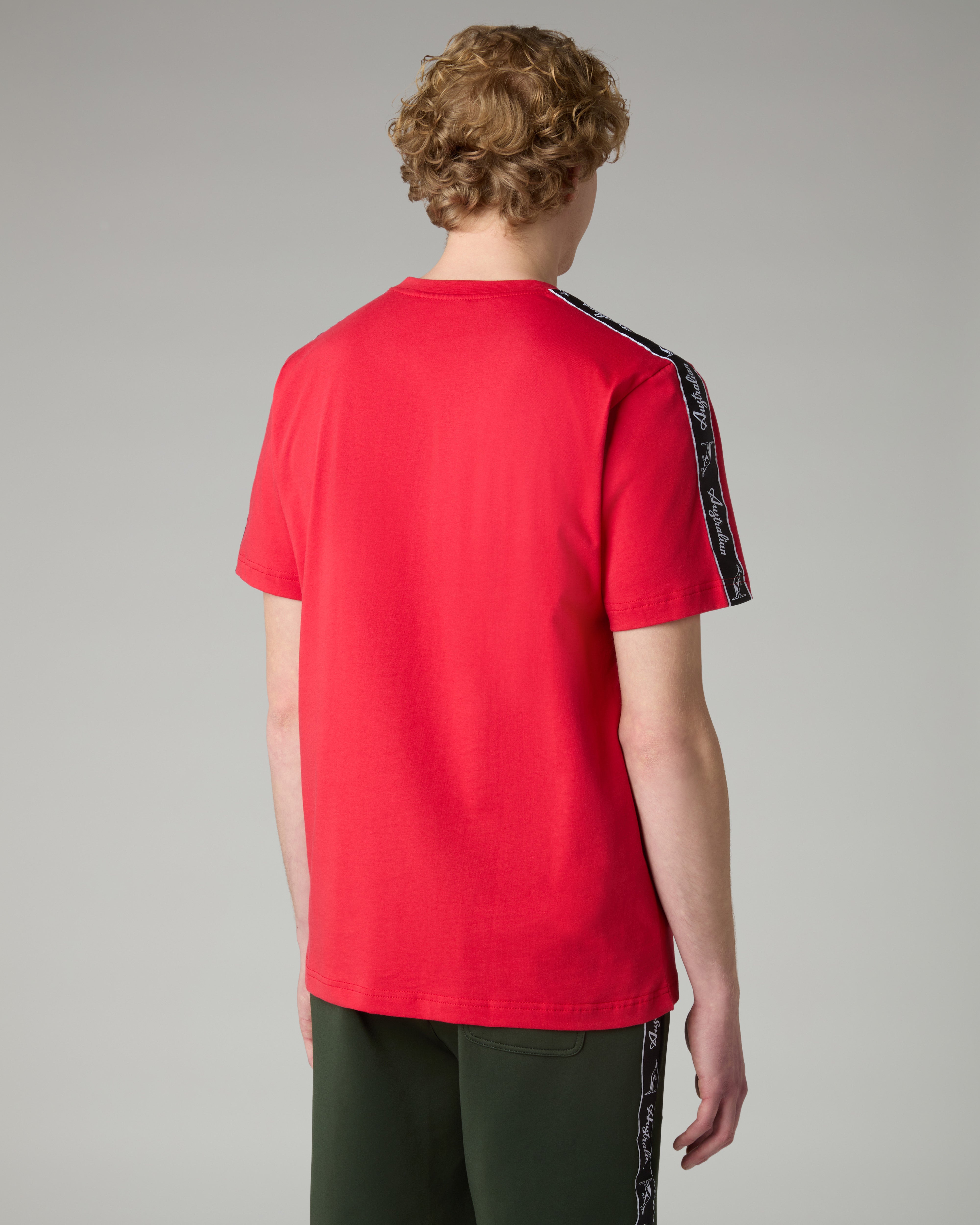 australian-tape-t-shirt-in-cotone-tango-red-con-banda image 3