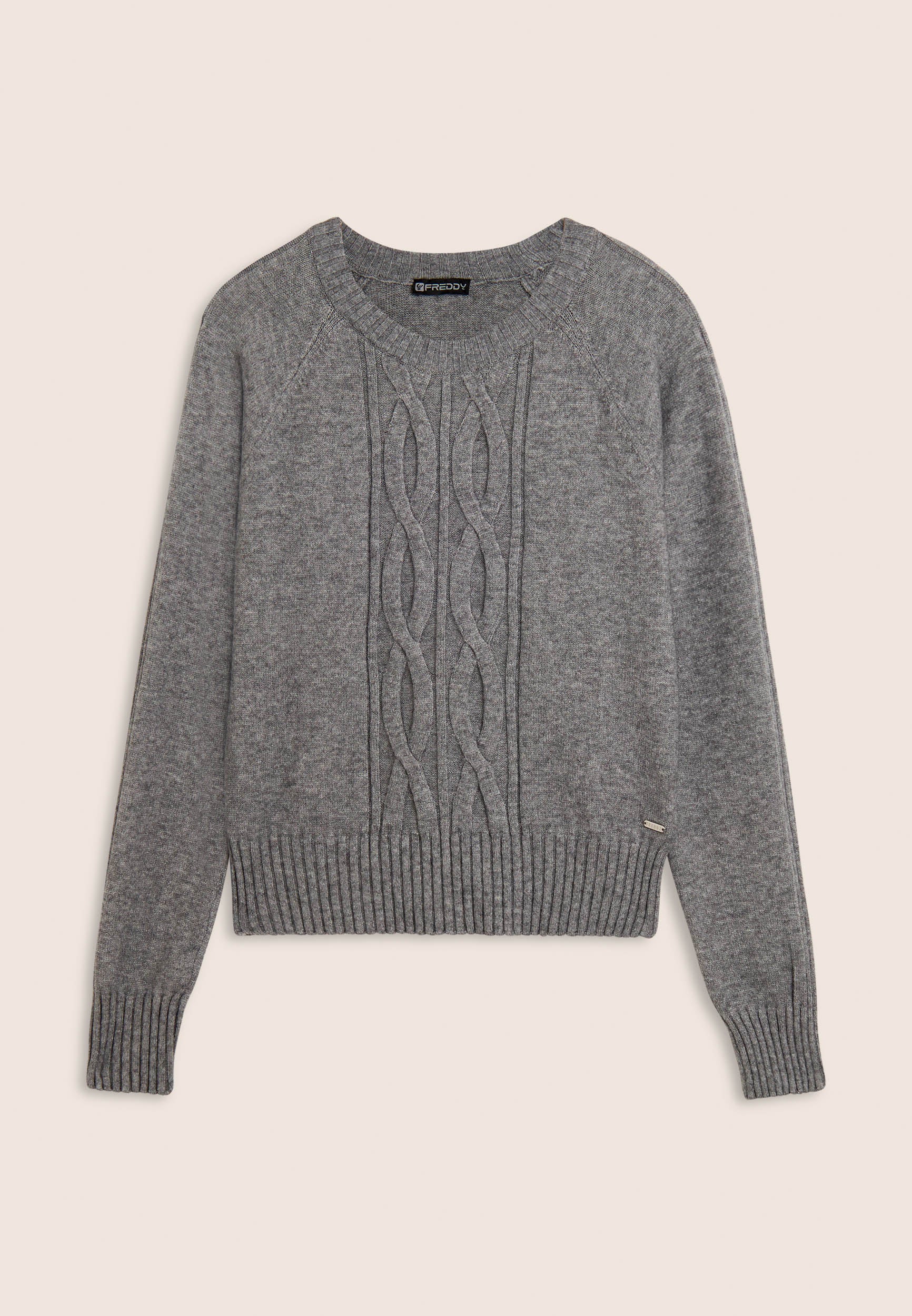 freddy-maglia-girocollo-donna-tricot-con-trecce-verticali image 8