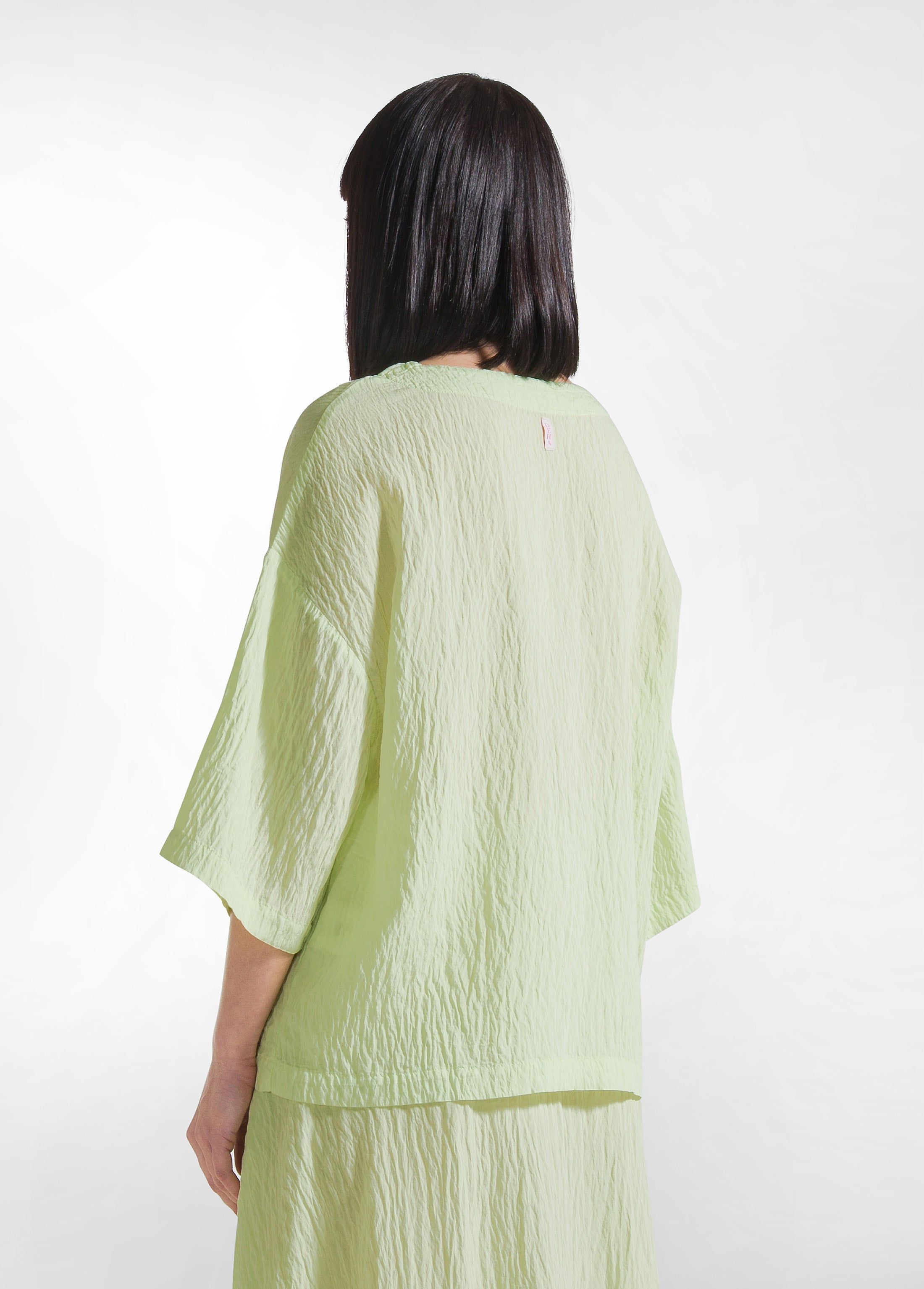 deha-set-t-shirt-ampia-e-pantaloni-larghi-viscosa-effetto-stropicciato-giallo image 3