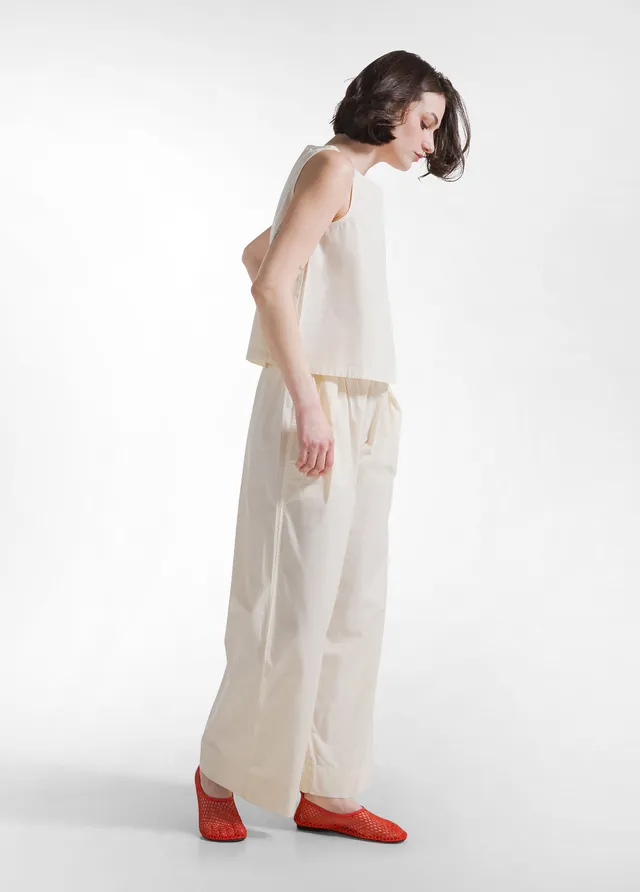 deha-pantaloni-in-popline-elasticizzato-bianco-d42545 image 1