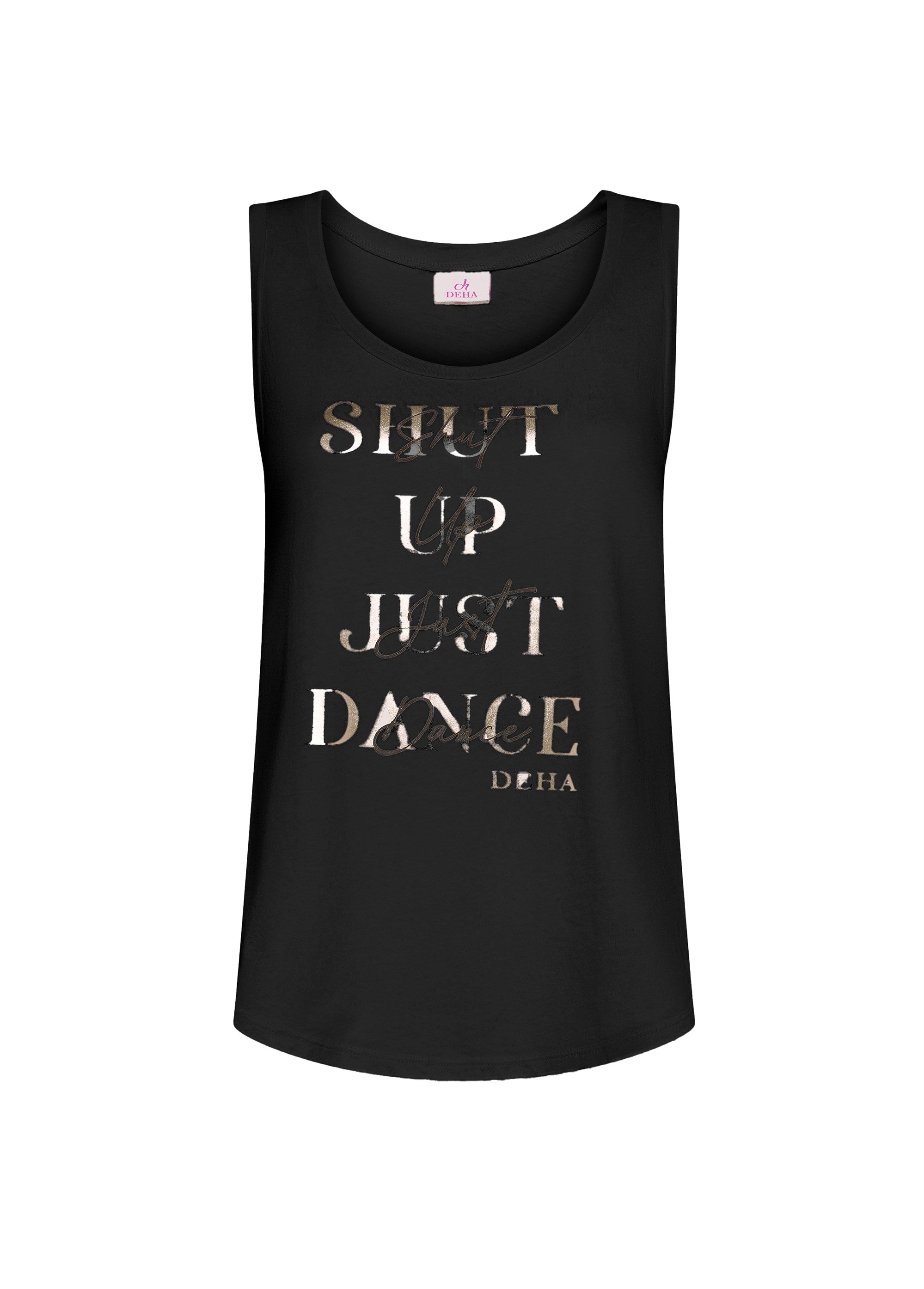deha-d42402-top-con-stampa-grafica-in-jersey-organico-nero image 1