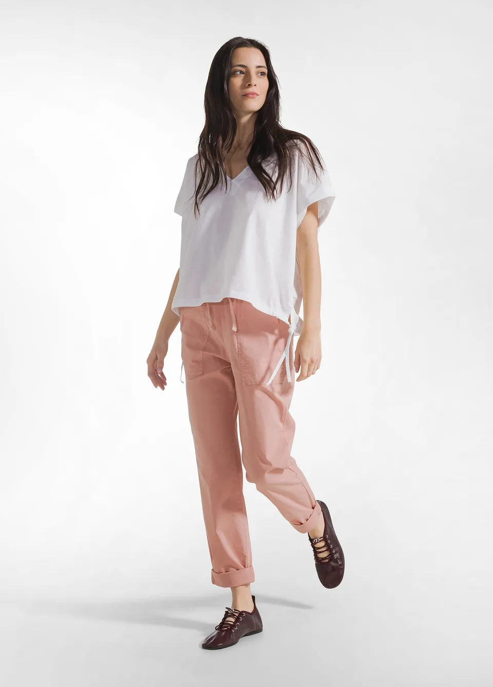 deha-a00645-pantalone-in-popeline-con-coulisse-rosa image 1