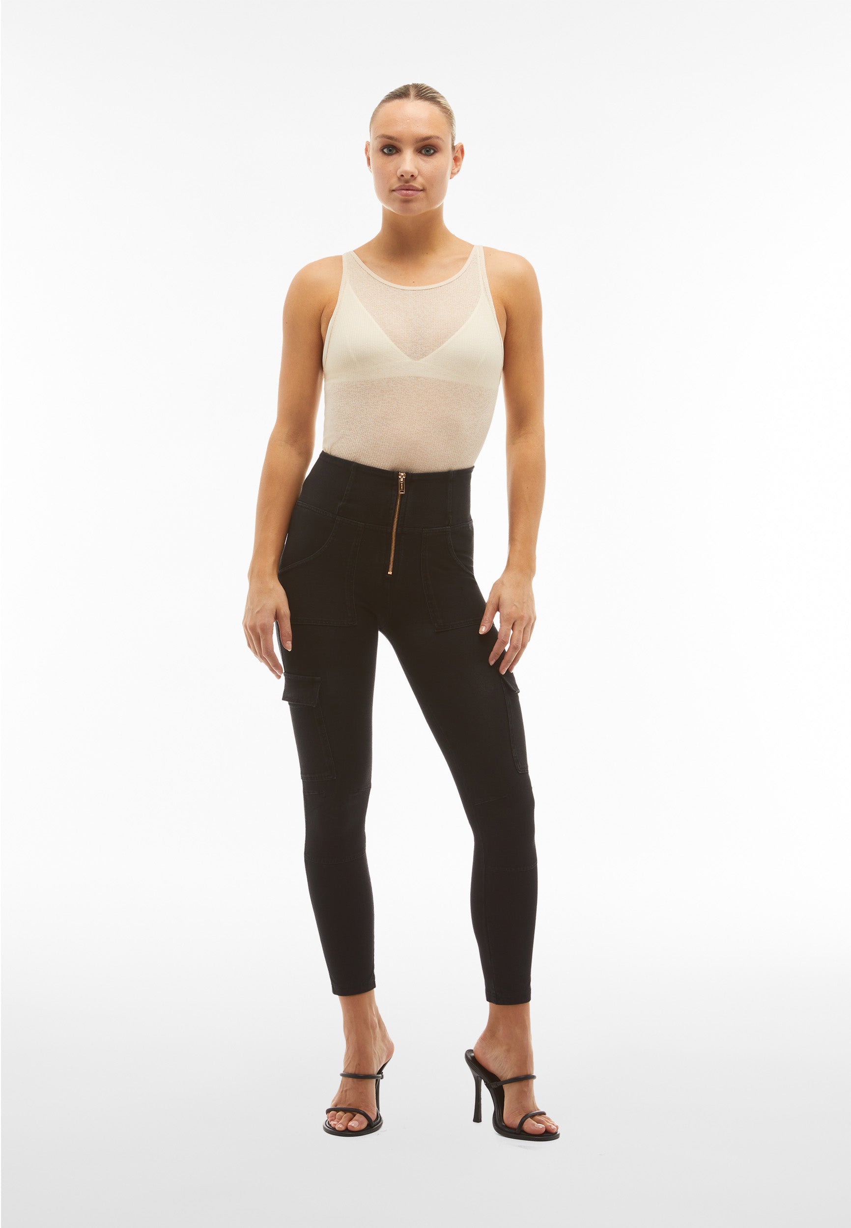 freddy-wr-up-jeggings-cargo-vita-alta-7-8-donna-effetto-denim image 2