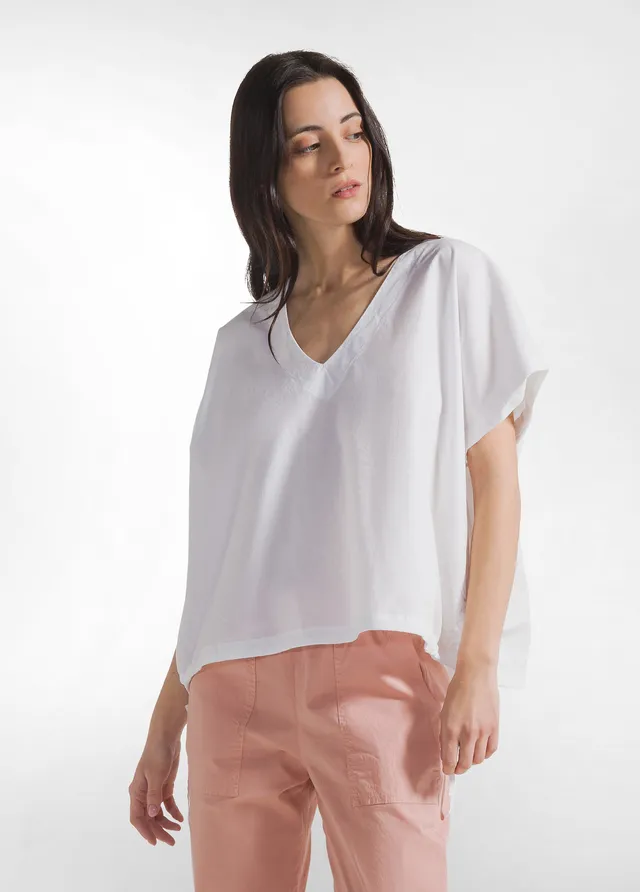 deha-blusa-in-popeline-con-coulisse-bianco image 1
