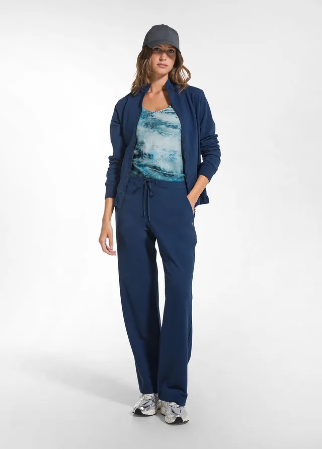 deha-d52026-pantalone-in-felpa-di-cotone-stretch-blu image 1