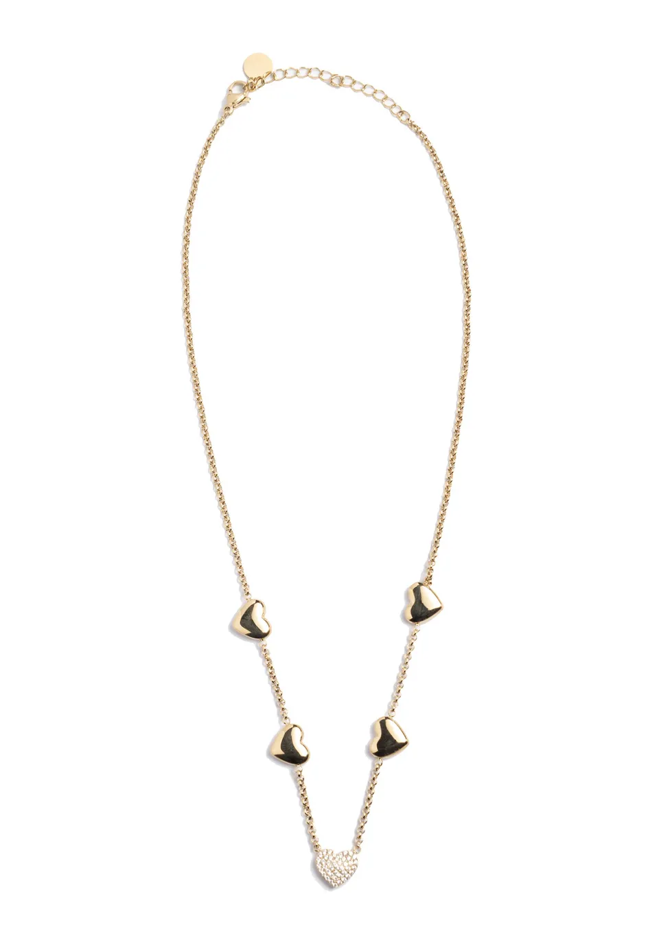 freddy-collana-in-acciaio-dorato-con-cuori-e-strass image 1