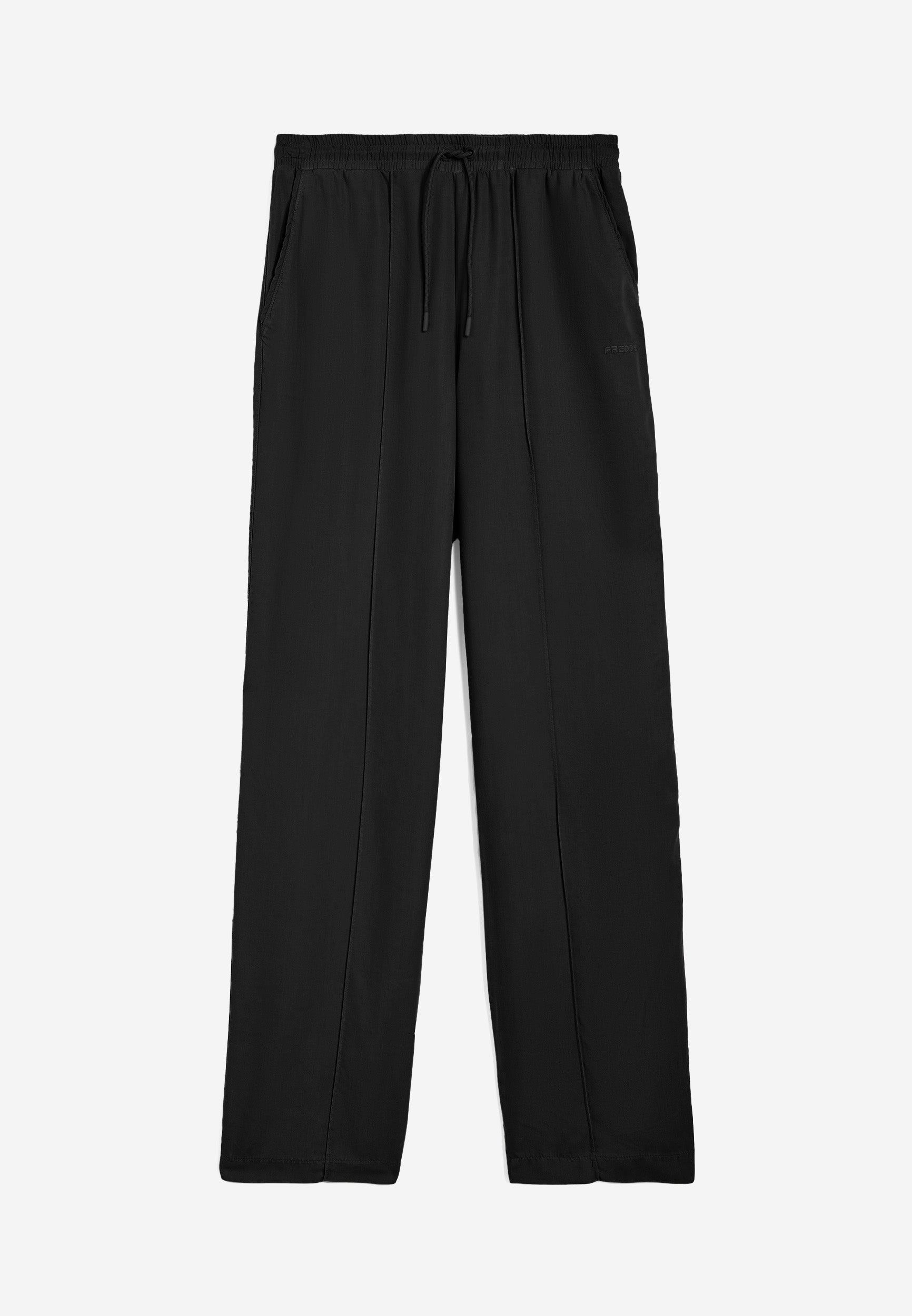 freddy-pantaloni-donna-gamba-ampia-in-twill-lyocell-con-elastico-e-coulisse image 5