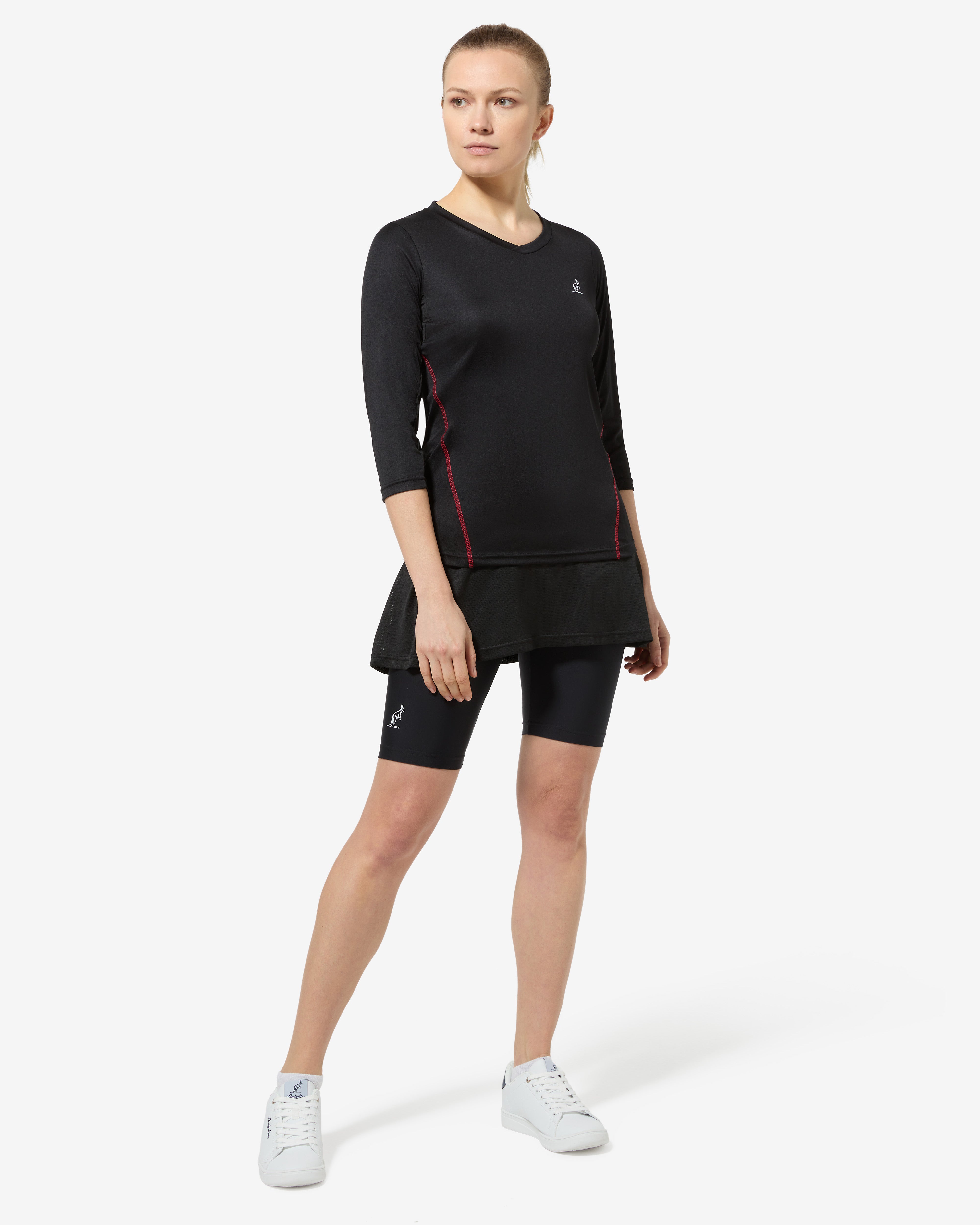 australian-compressive-cut-short-short-tennis-nero-effetto-shape-con-gonnellino image 2