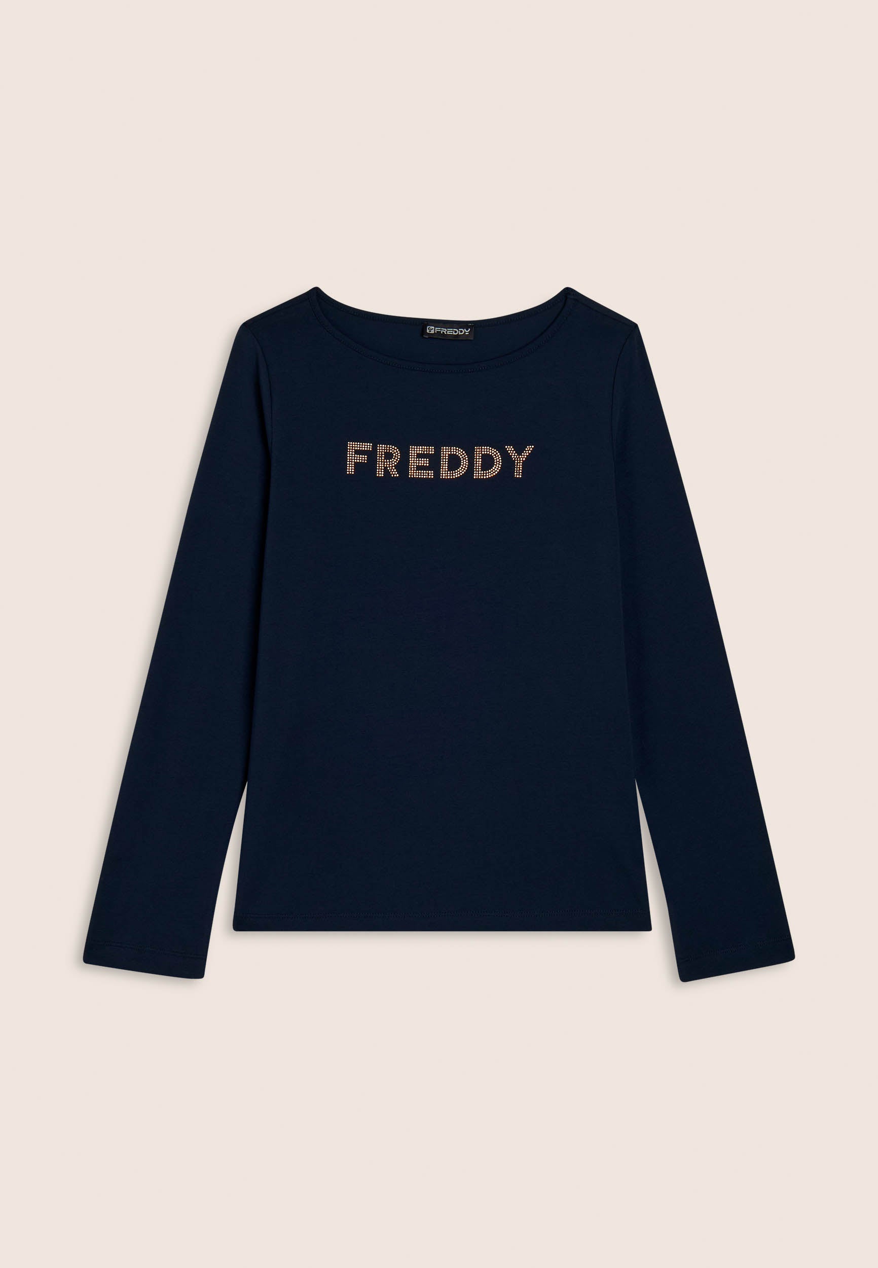 freddy-t-shirt-a-maniche-lunghe-in-jersey-con-logo-freddy-in-strass image 1