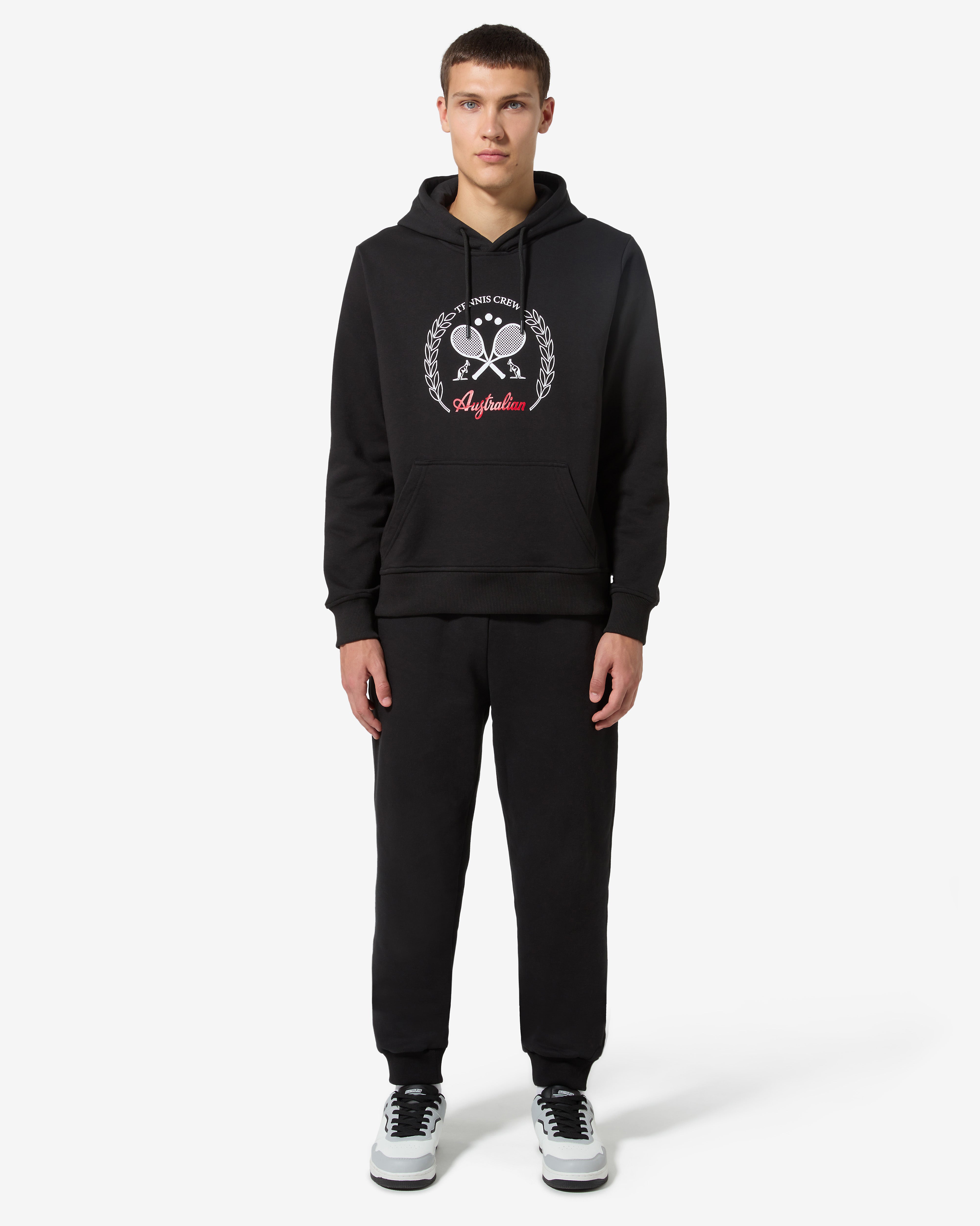 australian-tennis-crew-hoodie-felpa-con-cappuccio-nera image 2