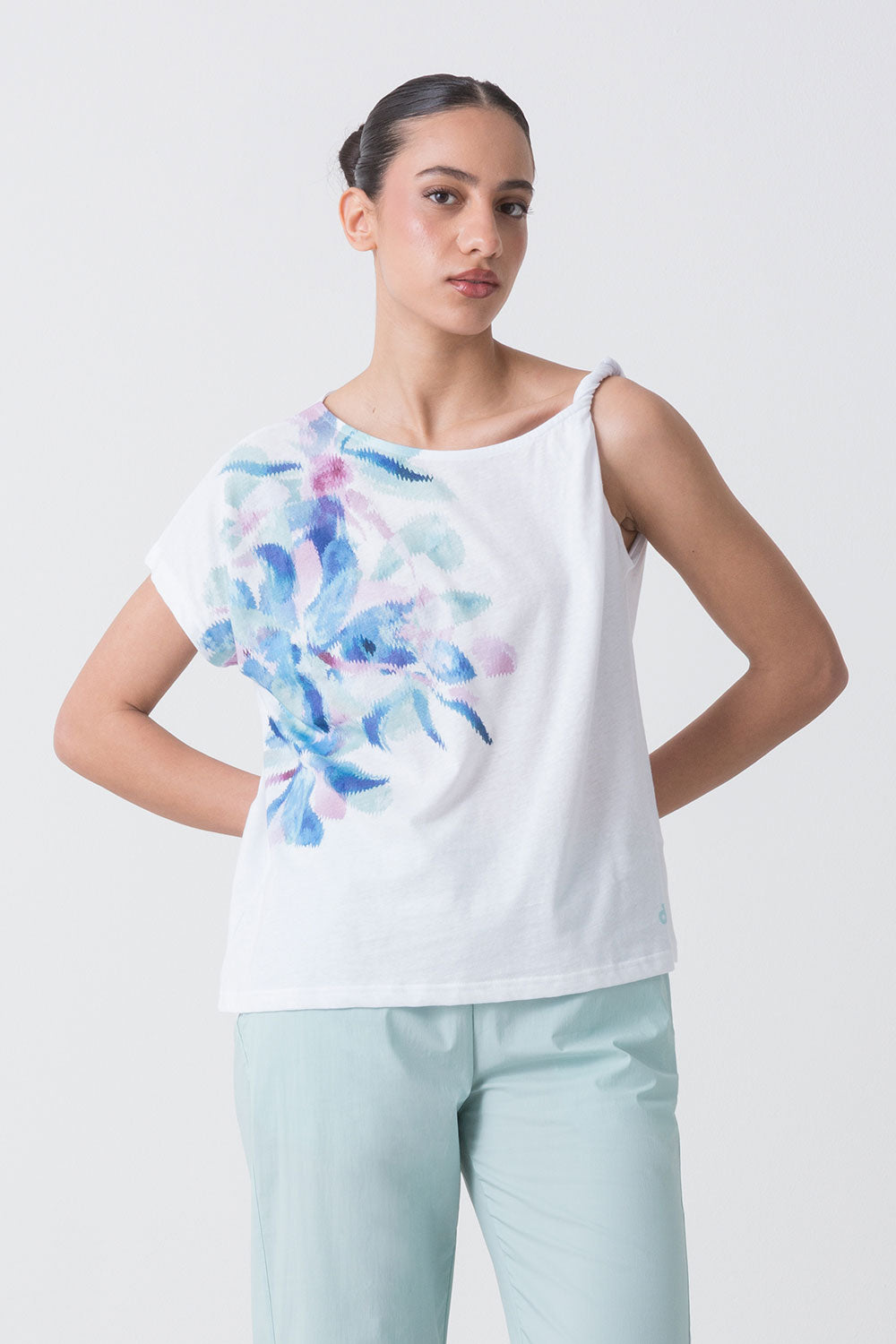 dimensione-danza-summer-t-shirt-monospalla-con-stampa-floreale-donna image 1