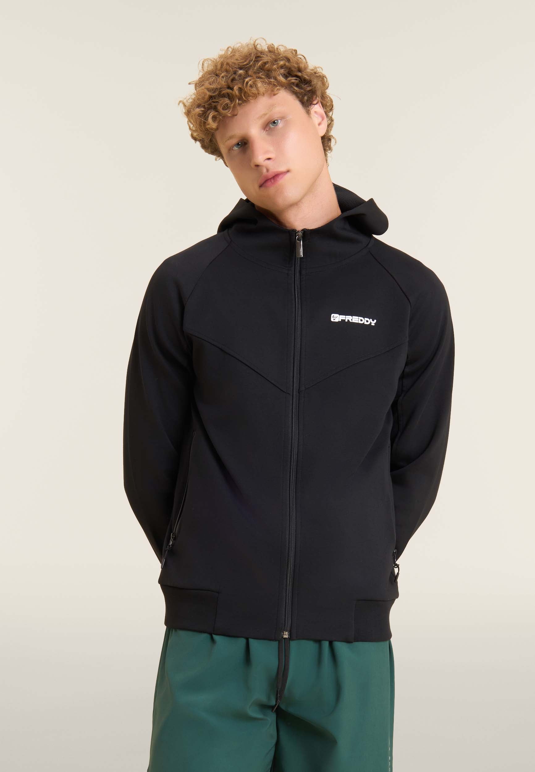 freddy-felpa-uomo-full-zip-cappuccio-mesh-interlock image 1