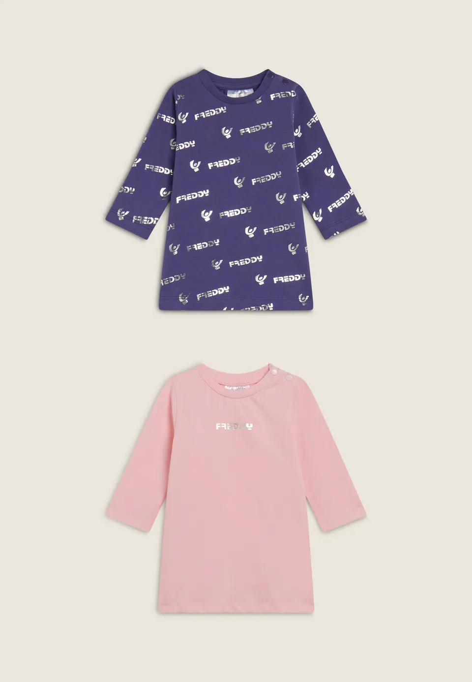freddy-set-neonata-2-vestitini-in-cotone-elasticizzato image 1