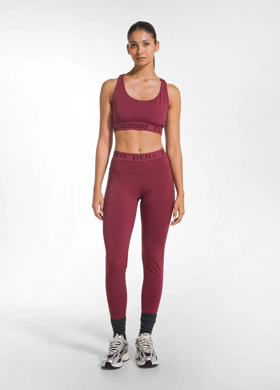 deha-leggings-in-jersey-stretch-con-logo-rosso-d52005 image 1