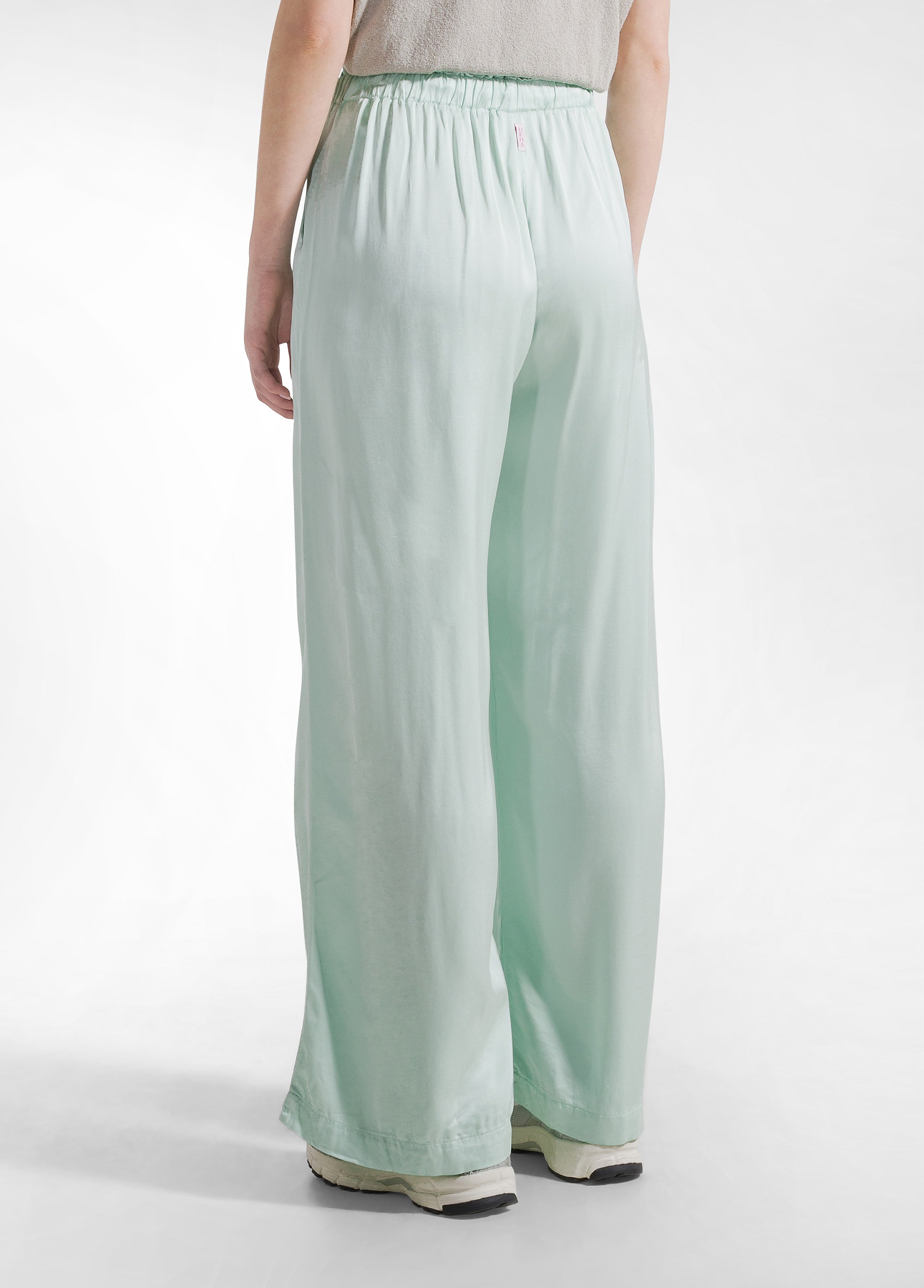 deha-pantaloni-palazzo-in-satin-di-viscosa-verde-2 image 3