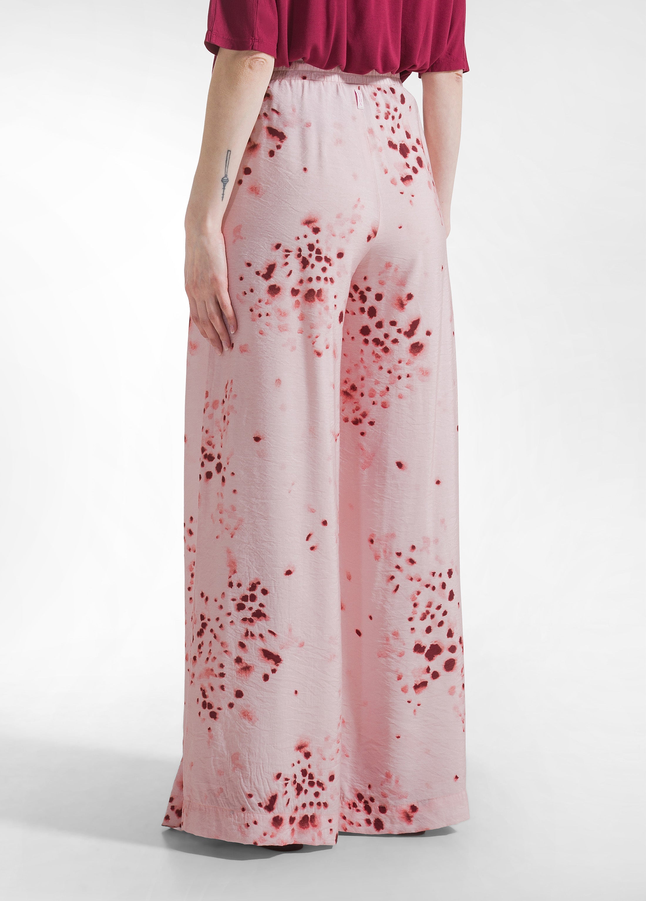 deha-pantaloni-larghi-viscosa-stropicciata-rosa-effetto-crinkle image 3