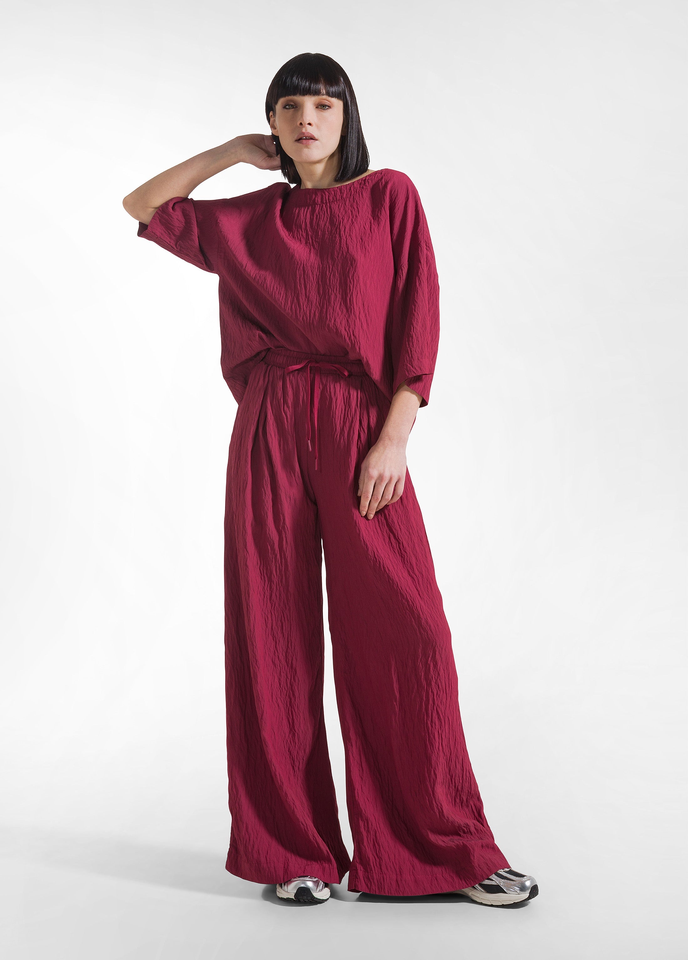 deha-t-shirt-ampia-effetto-stropicciato-rosso image 4