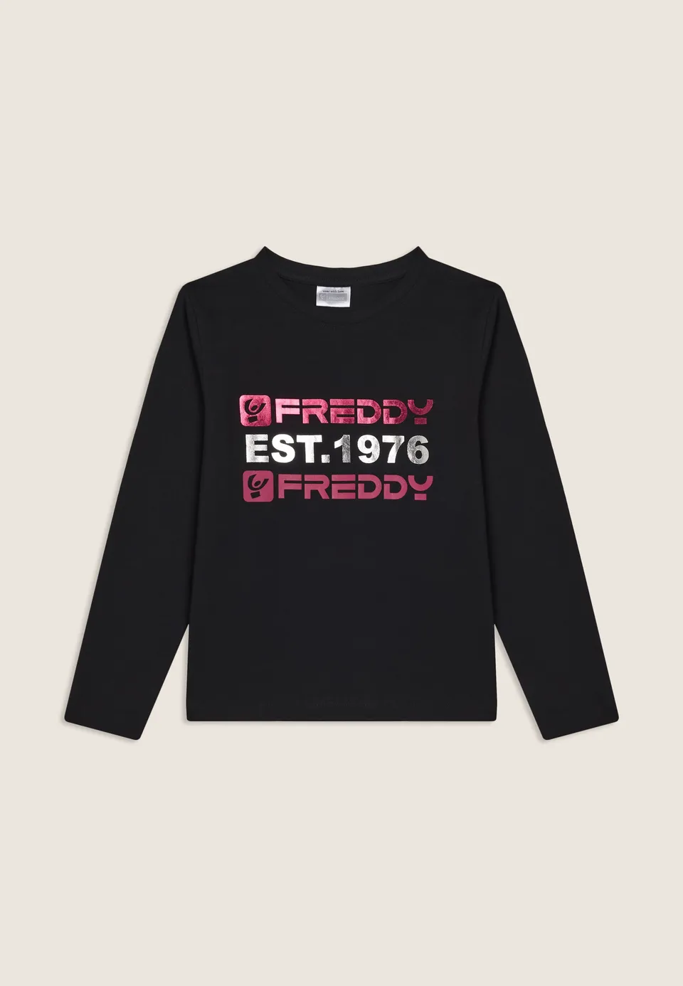 freddy-t-shirt-junior-manica-lunga-cotone-grafica-metallizzata-est-1976 image 1