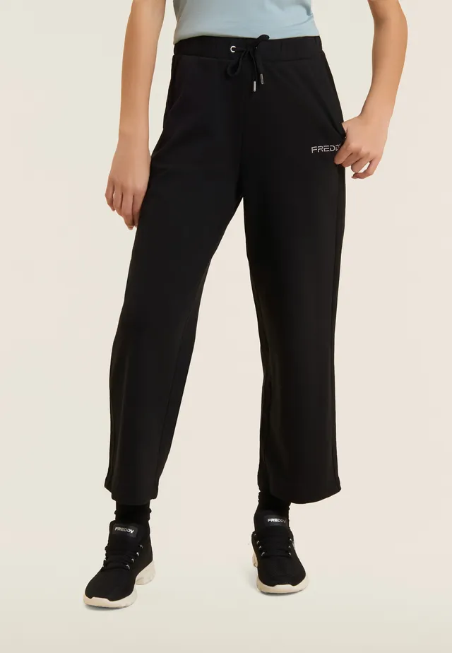 freddy-pantaloni-sportivi-cropped-comfort-wide-leg-jersey-cotone image 1