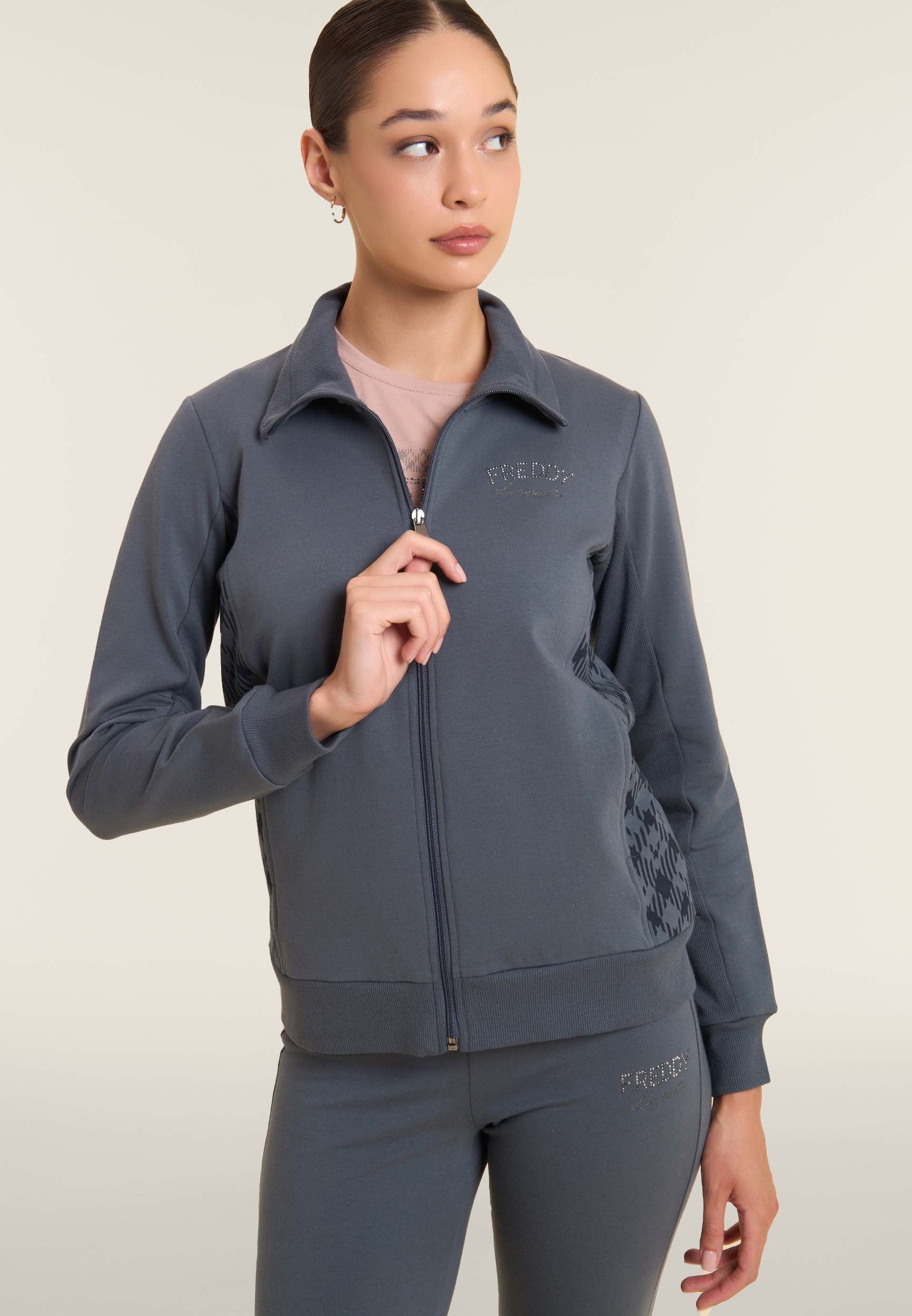 felpa-donna-freddy-full-zip-regular-fit-collo-alto-con-inserti-geometrici image 4