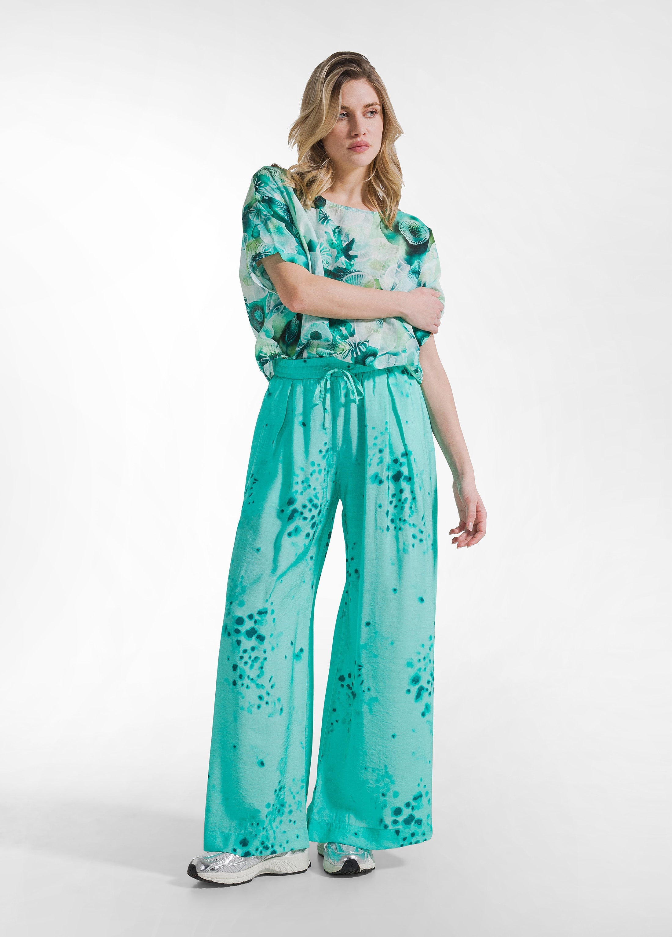 deha-pantaloni-larghi-viscosa-stropicciata-blu image 1