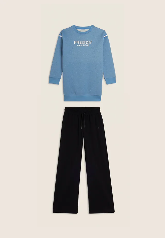 freddy-pantaloni-sportivi-bambina-gamba-ampia-con-spacchi-laterali-e-coulisse image 1