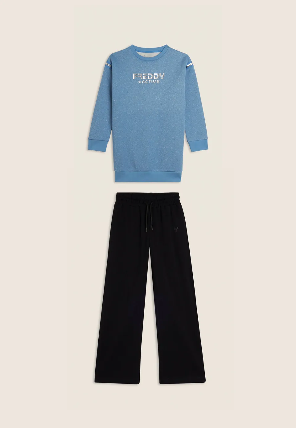 freddy-pantaloni-sportivi-bambina-gamba-ampia-con-spacchi-laterali-e-coulisse image 1