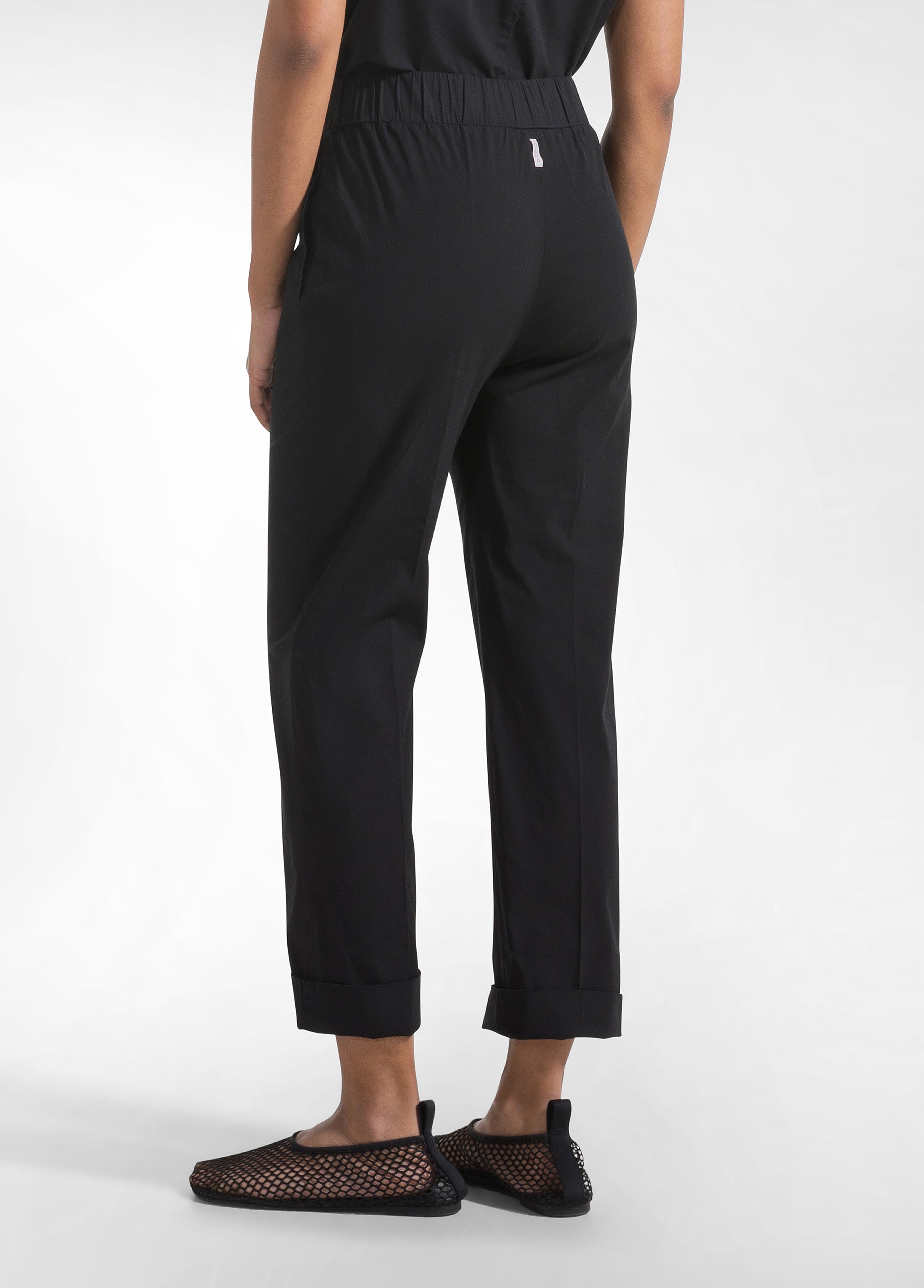 deha-pantaloni-dritti-in-popline-elasticizzato-nero-d42557 image 3