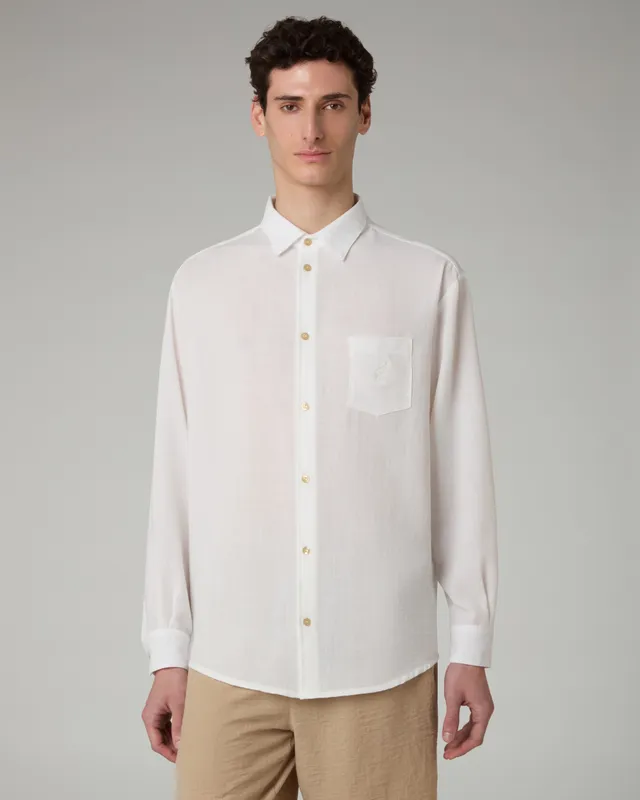 australian-doric-camicia-manica-lunga-latte-tessuto-canvas image 1