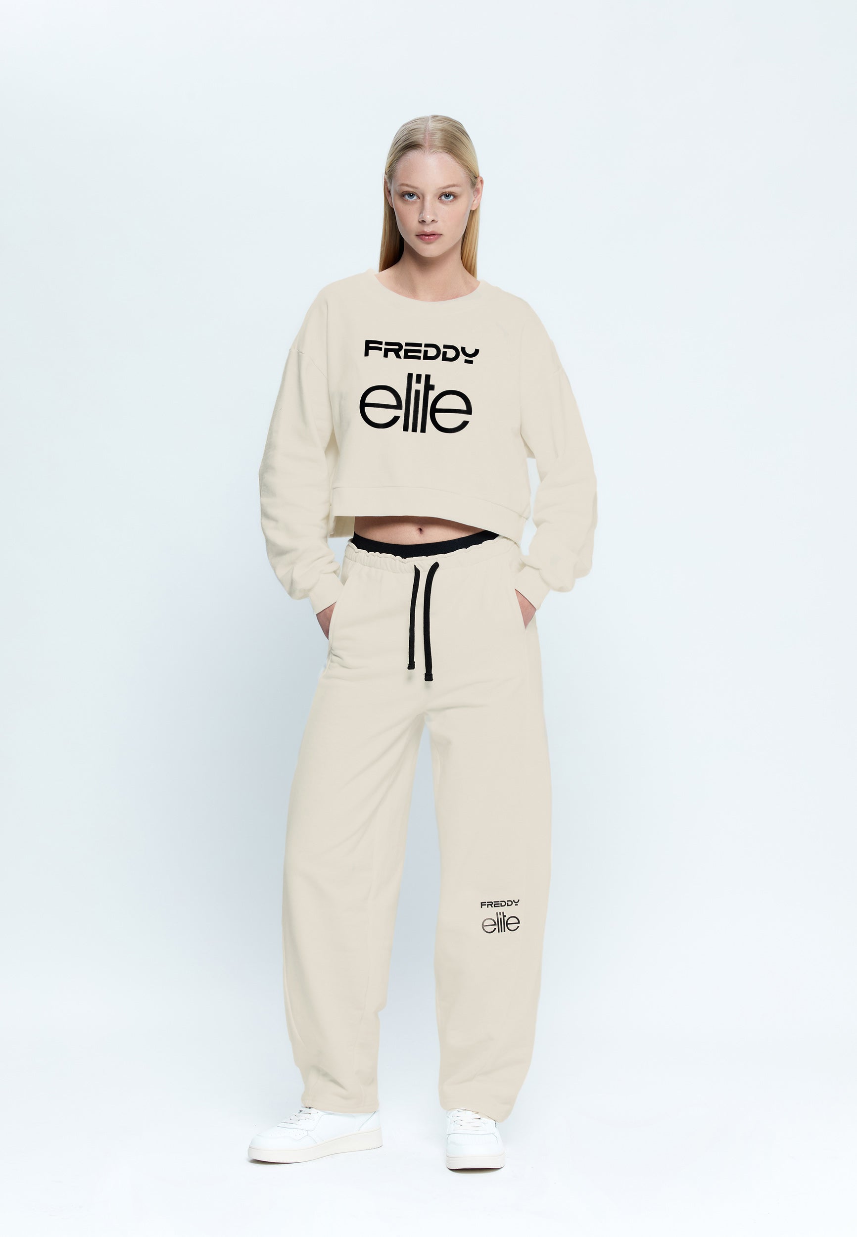 elite-x-freddy-pantaloni-sportivi-donna-carrot-fit-in-felpa-cotone image 2