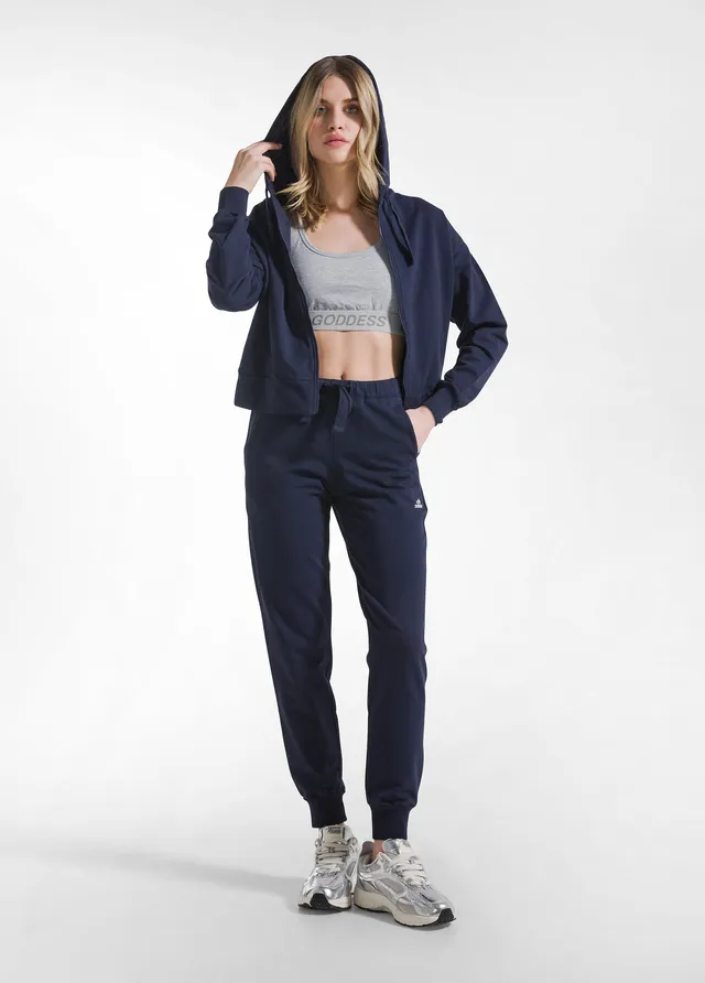 deha-tuta-felpa-con-cappuccio-full-zip-e-jogger-stretch-blu image 1