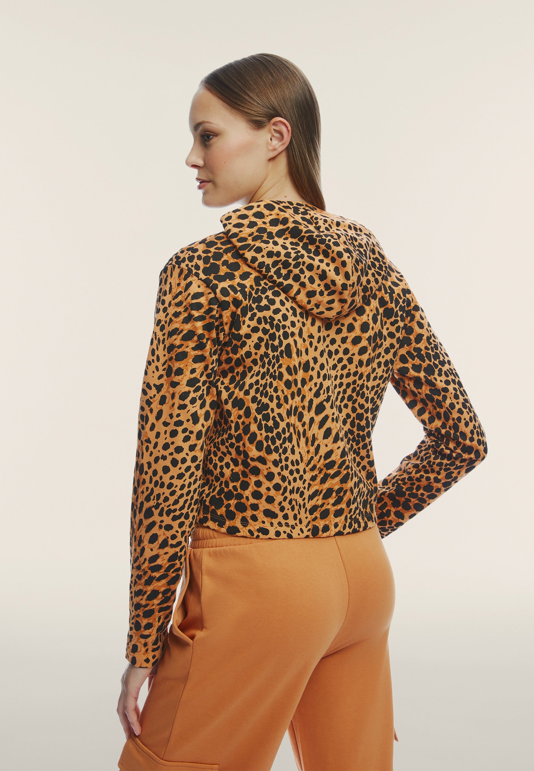 freddy-felpa-cropped-con-zip-e-cappuccio-animalier-regular-fit image 3