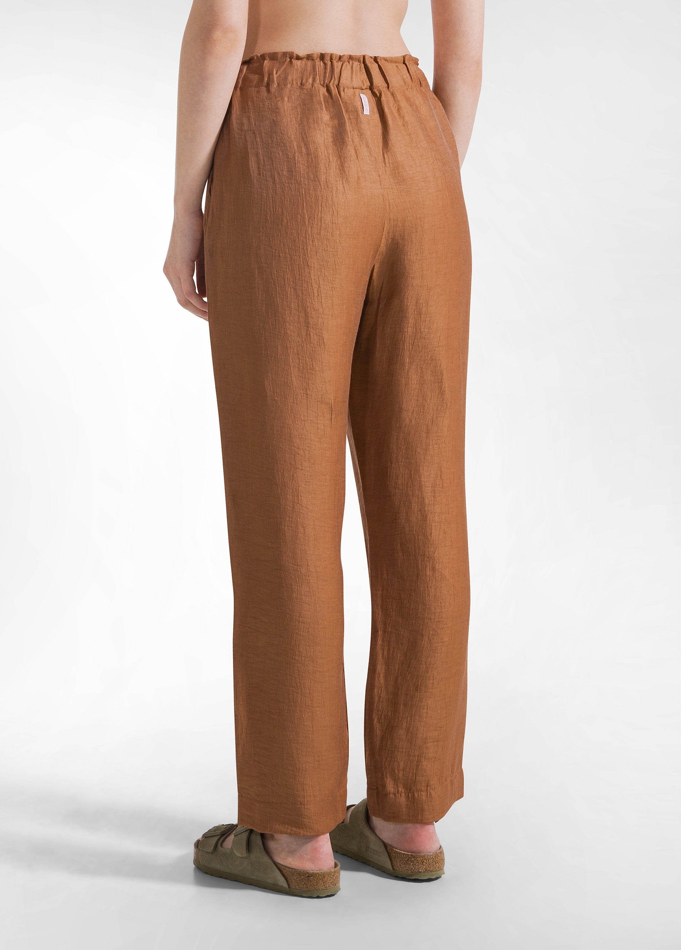 deha-pantalone-in-lino-lucido-marrone-vestibilit-regolare image 3